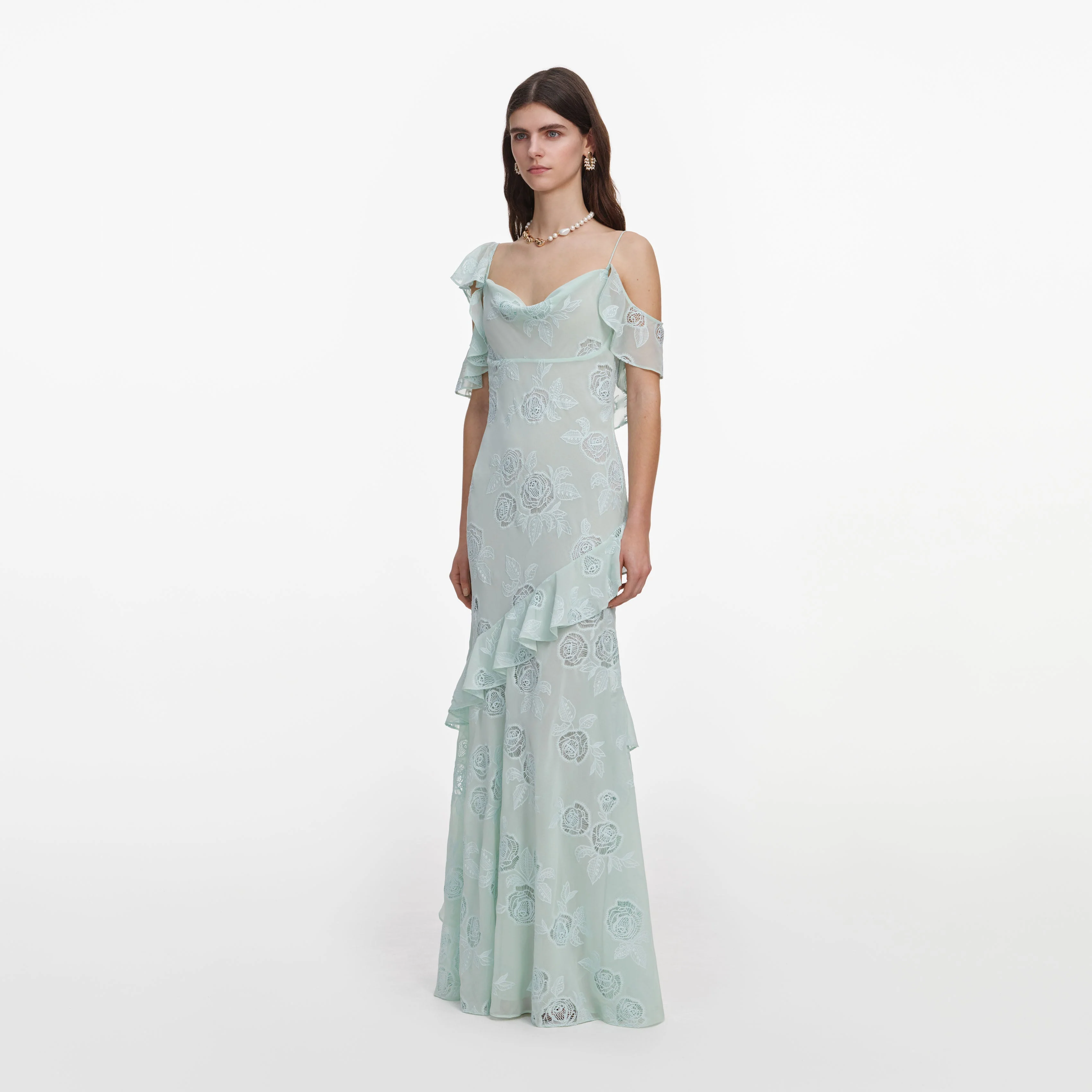 Mint Embroidered Georgette Maxi Dress - Image 2