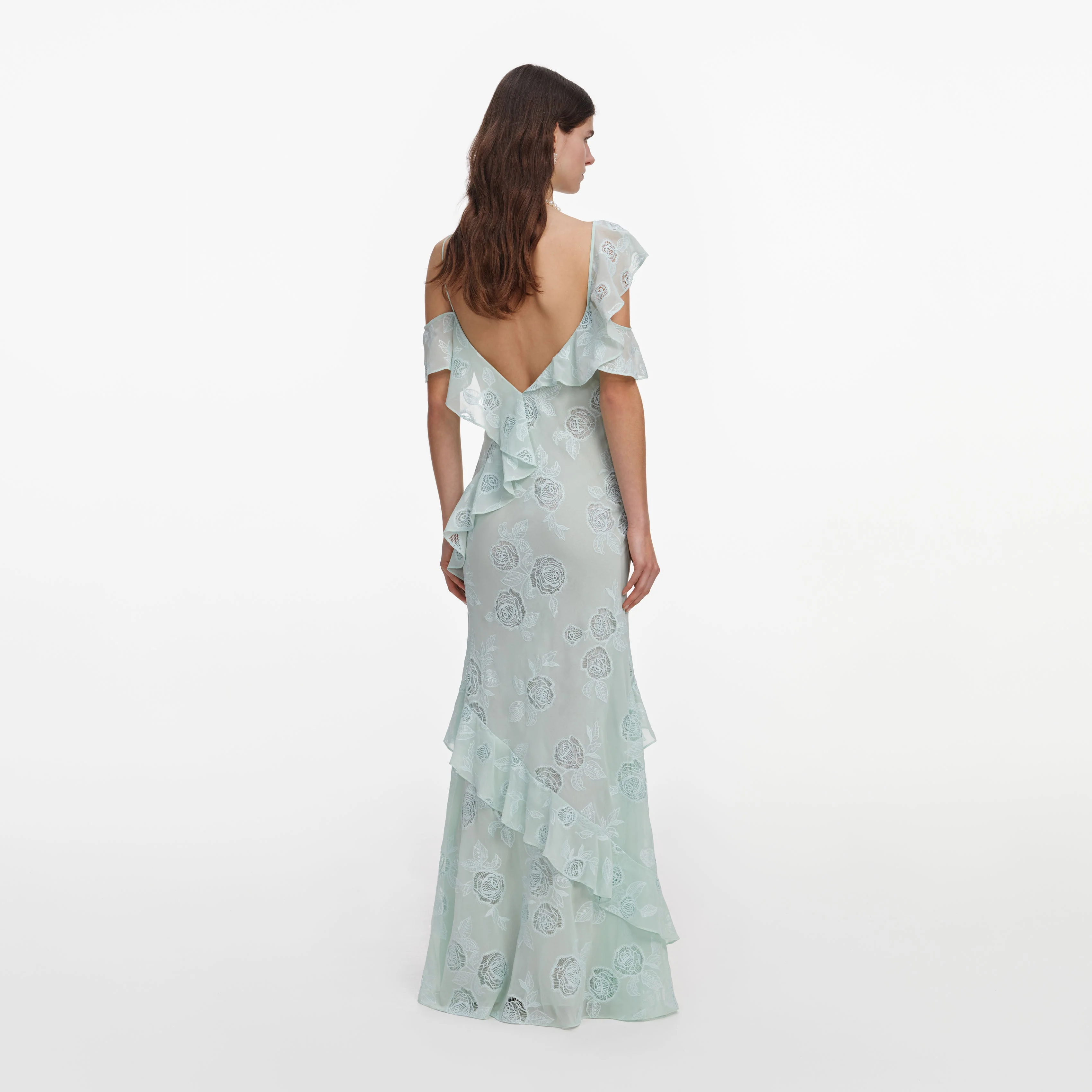 Mint Embroidered Georgette Maxi Dress - Image 3