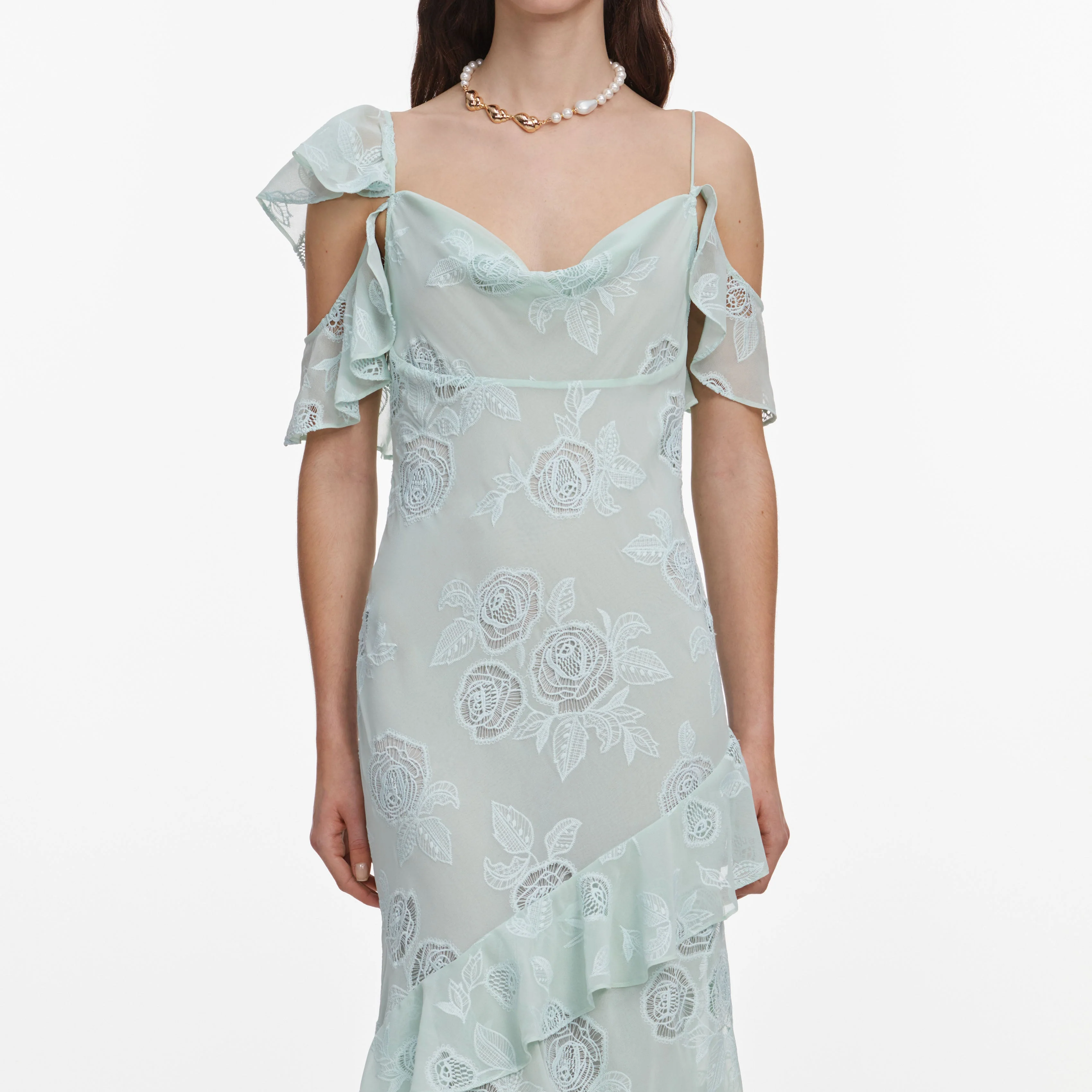 Mint Embroidered Georgette Maxi Dress - Image 4