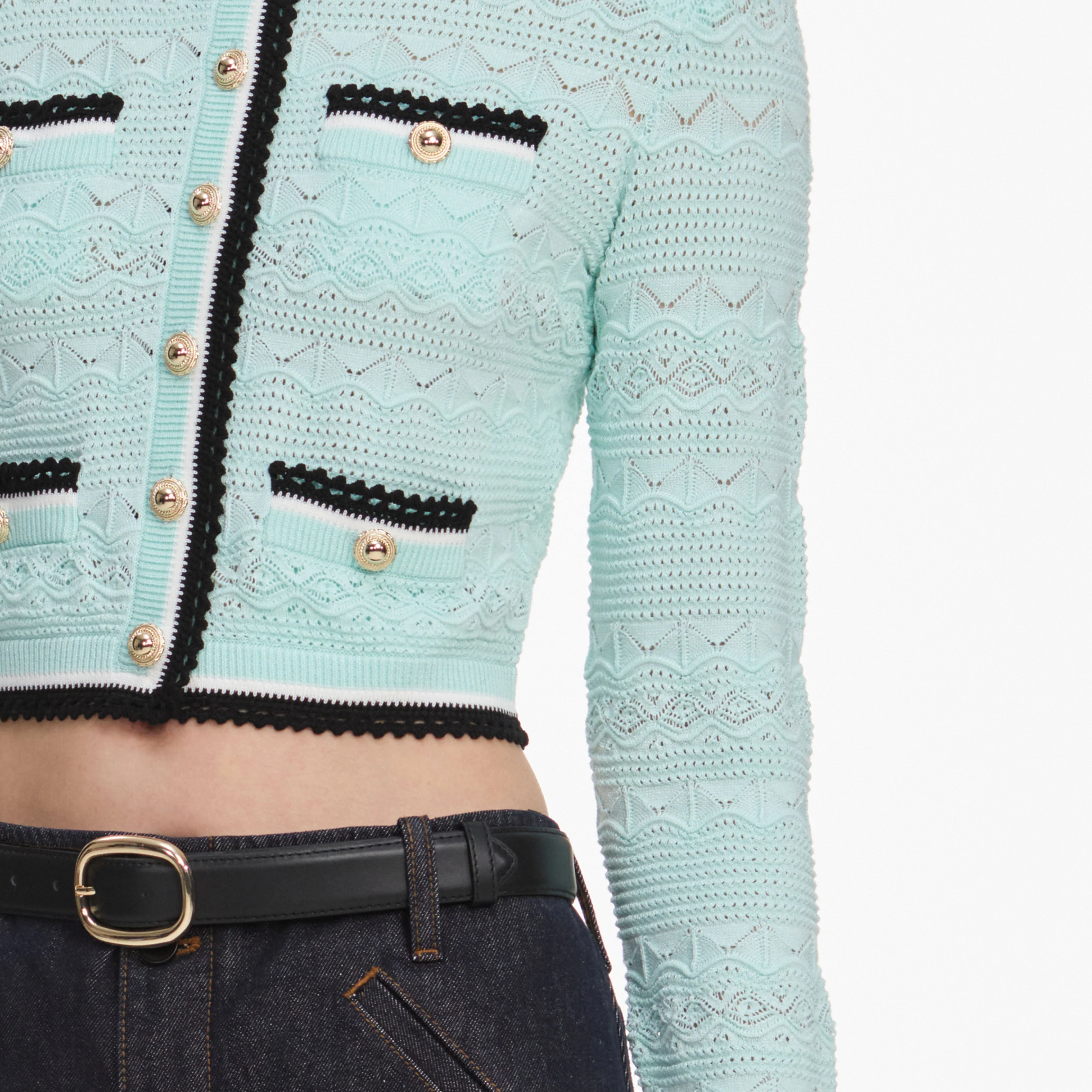 Mint Pointelle Knit Cardigan - Image 5