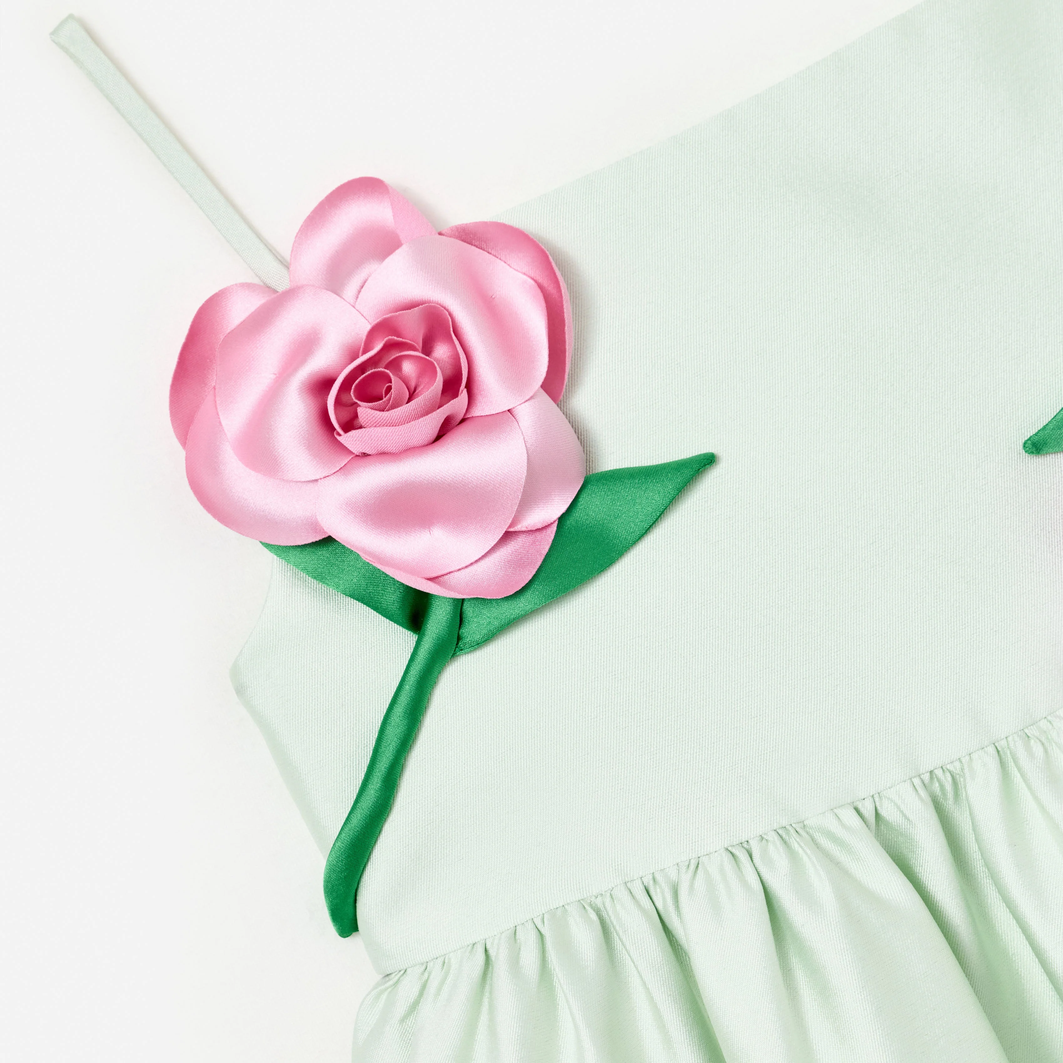 Mint Taffeta 3D Flower Dress - Image 4