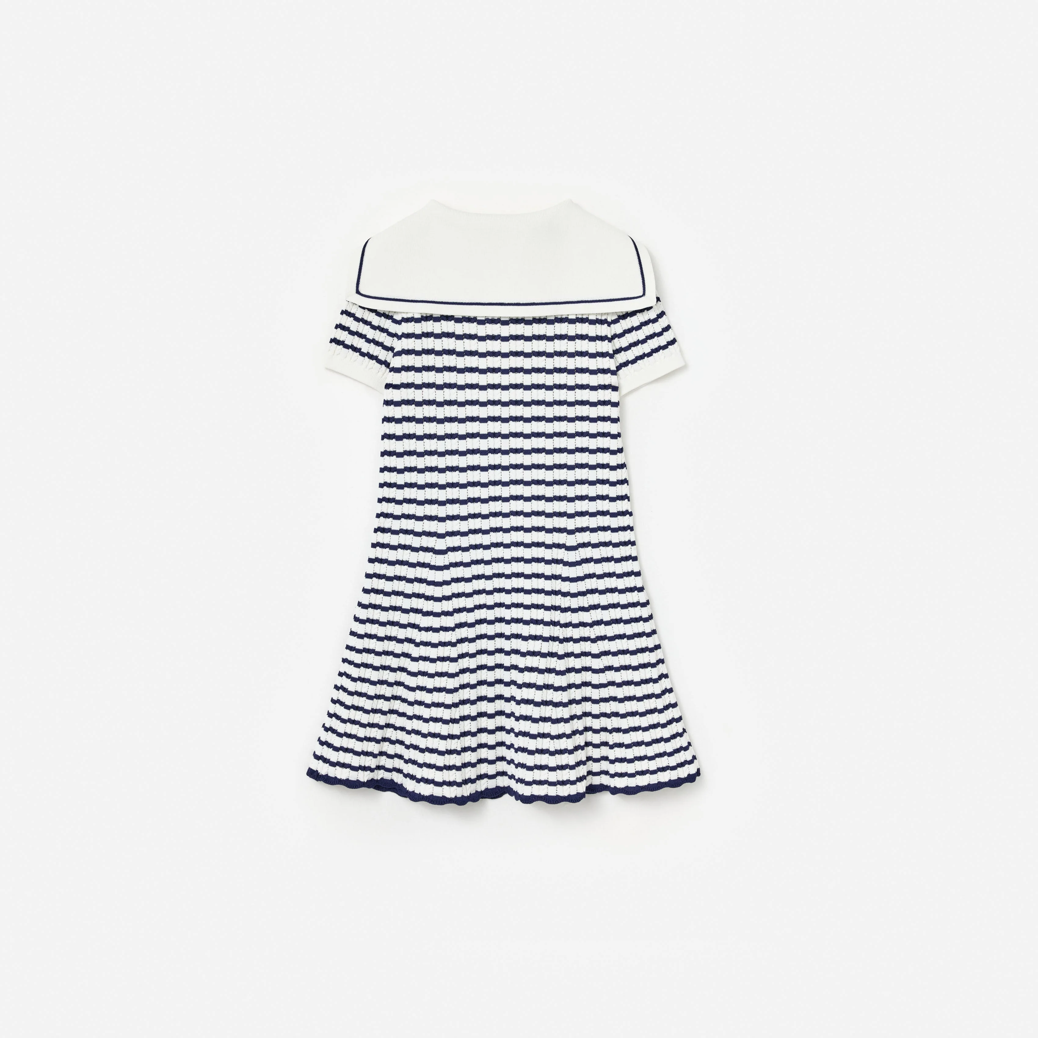 Navy And Cream Stripe Knitted Dress - Image 2