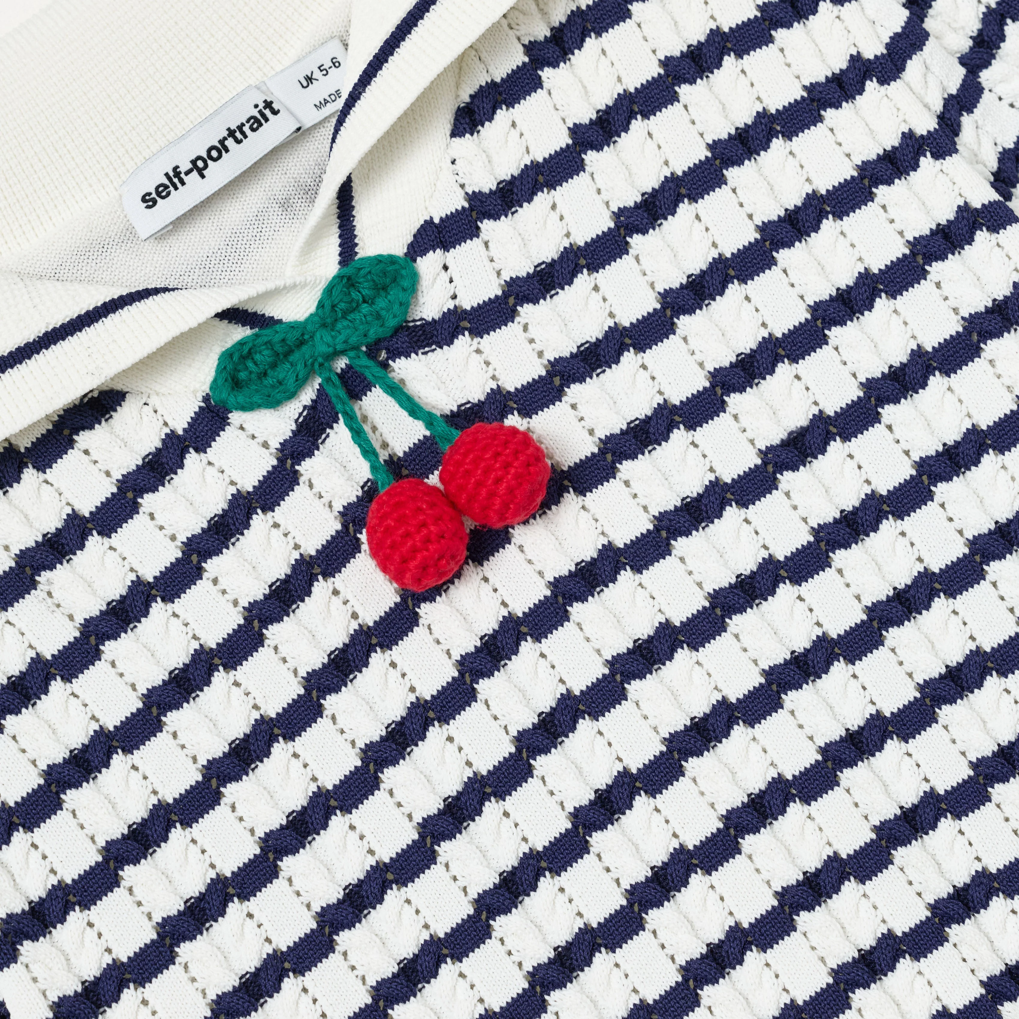 Navy And Cream Stripe Knitted Dress - Image 3