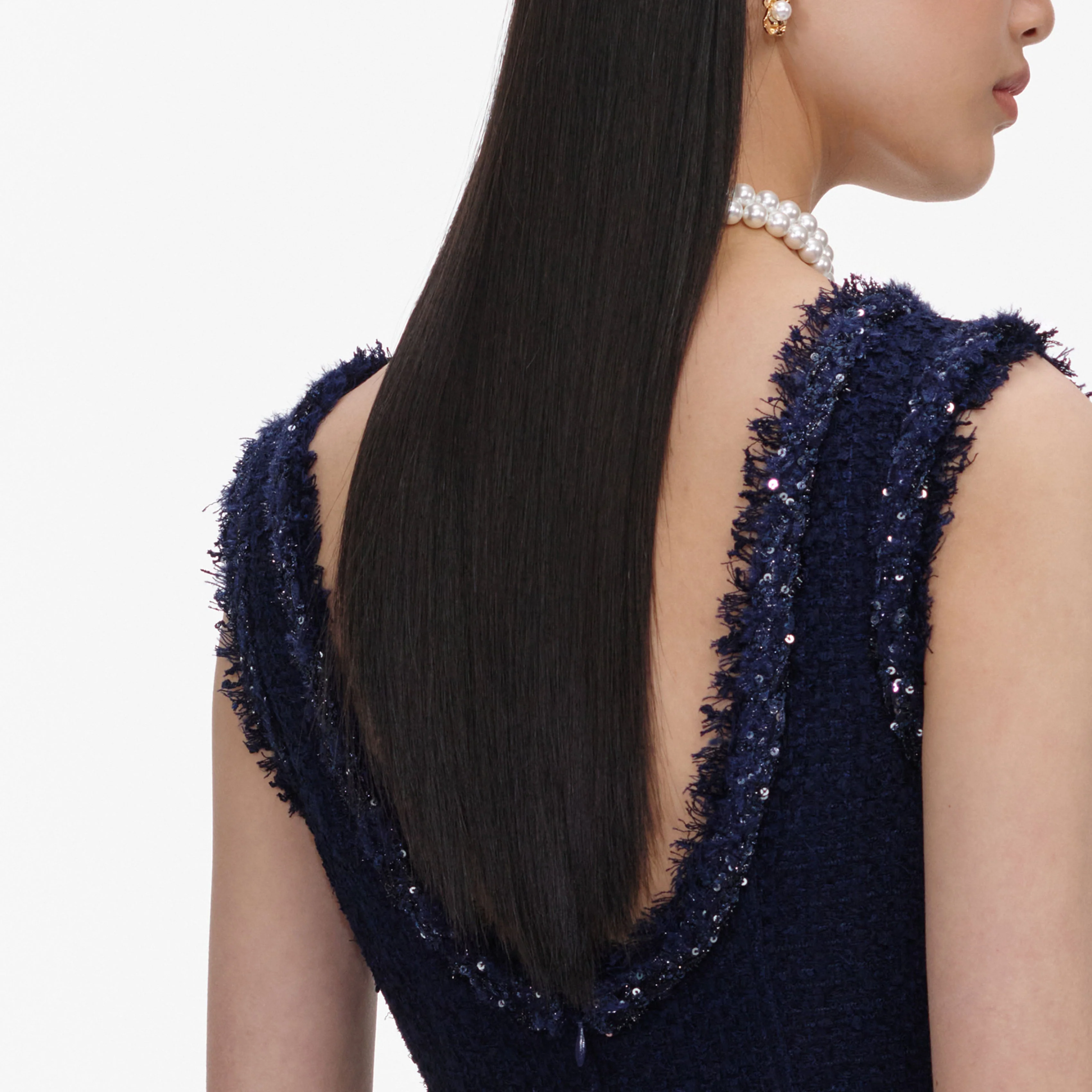 Navy Boucle Midi Dress - Image 5