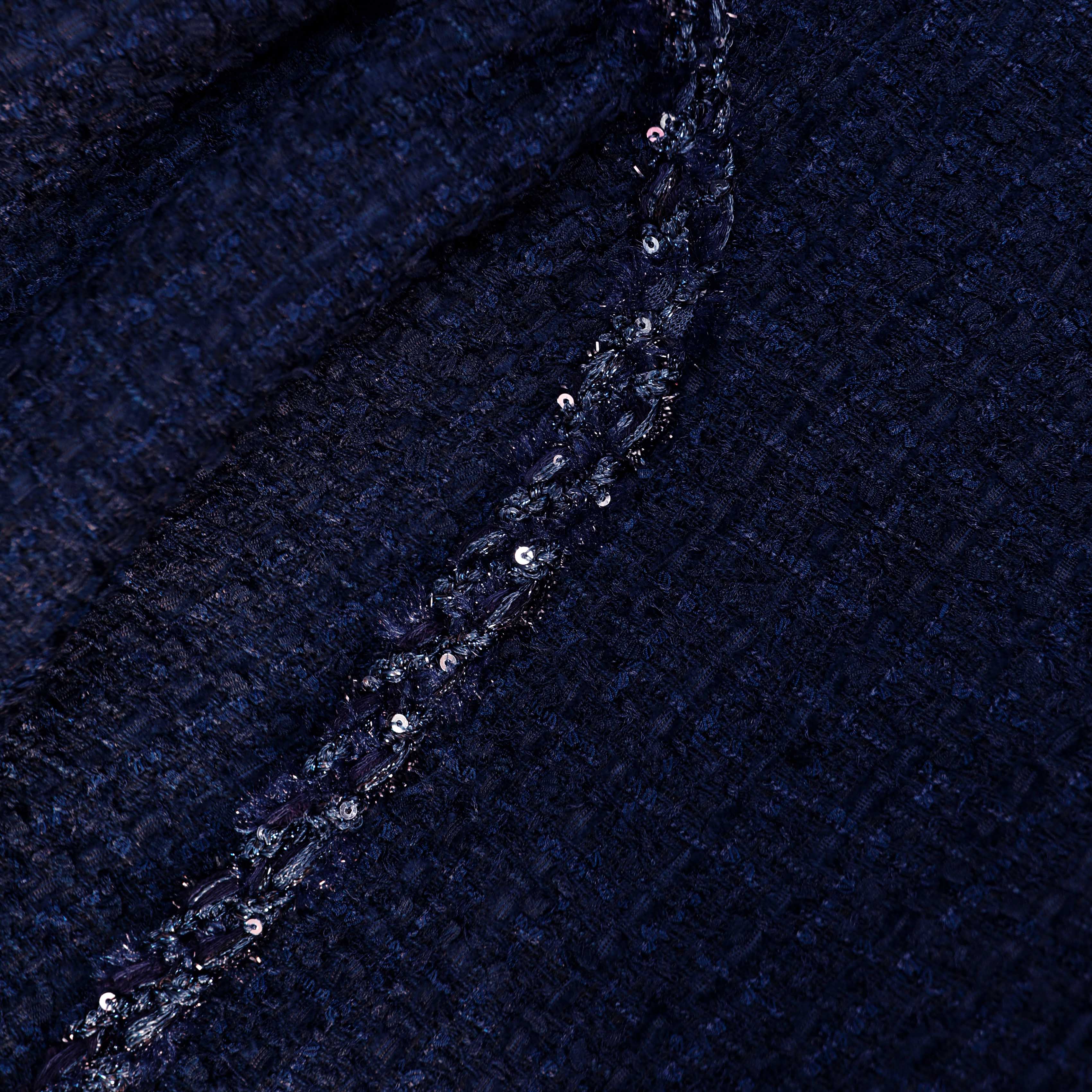 Navy Boucle Midi Dress - Image 6