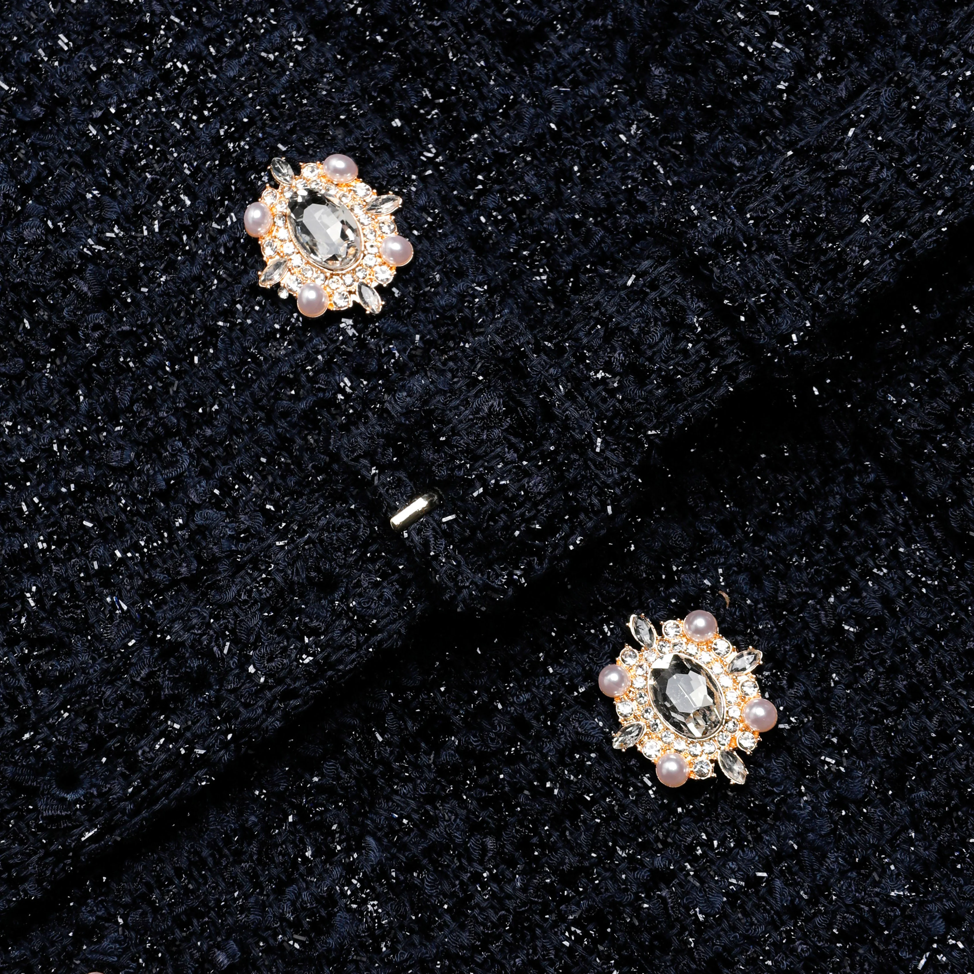 Navy Boucle Tailored Midi Dress - Image 6