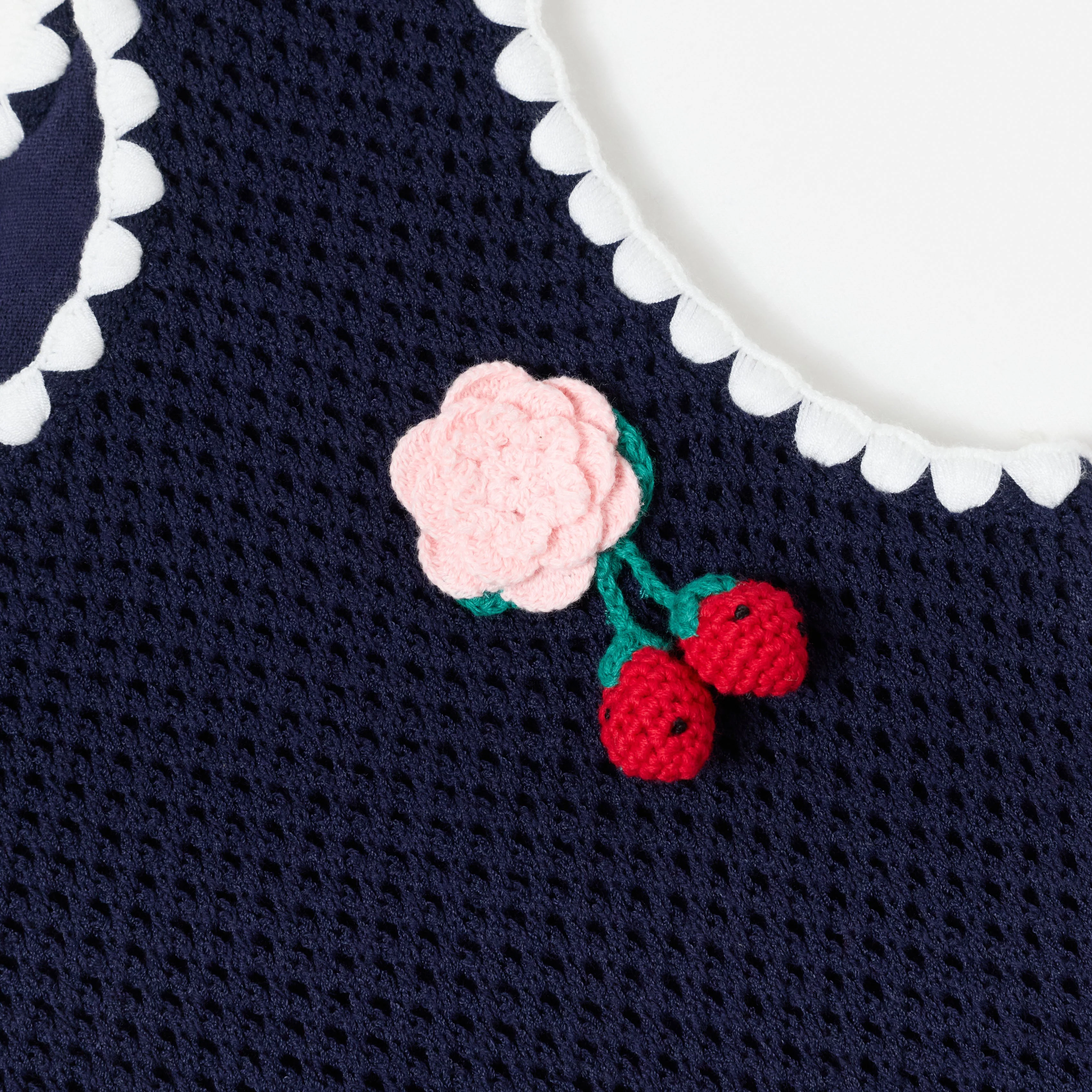 Navy Crochet Knitted Dress - Image 4