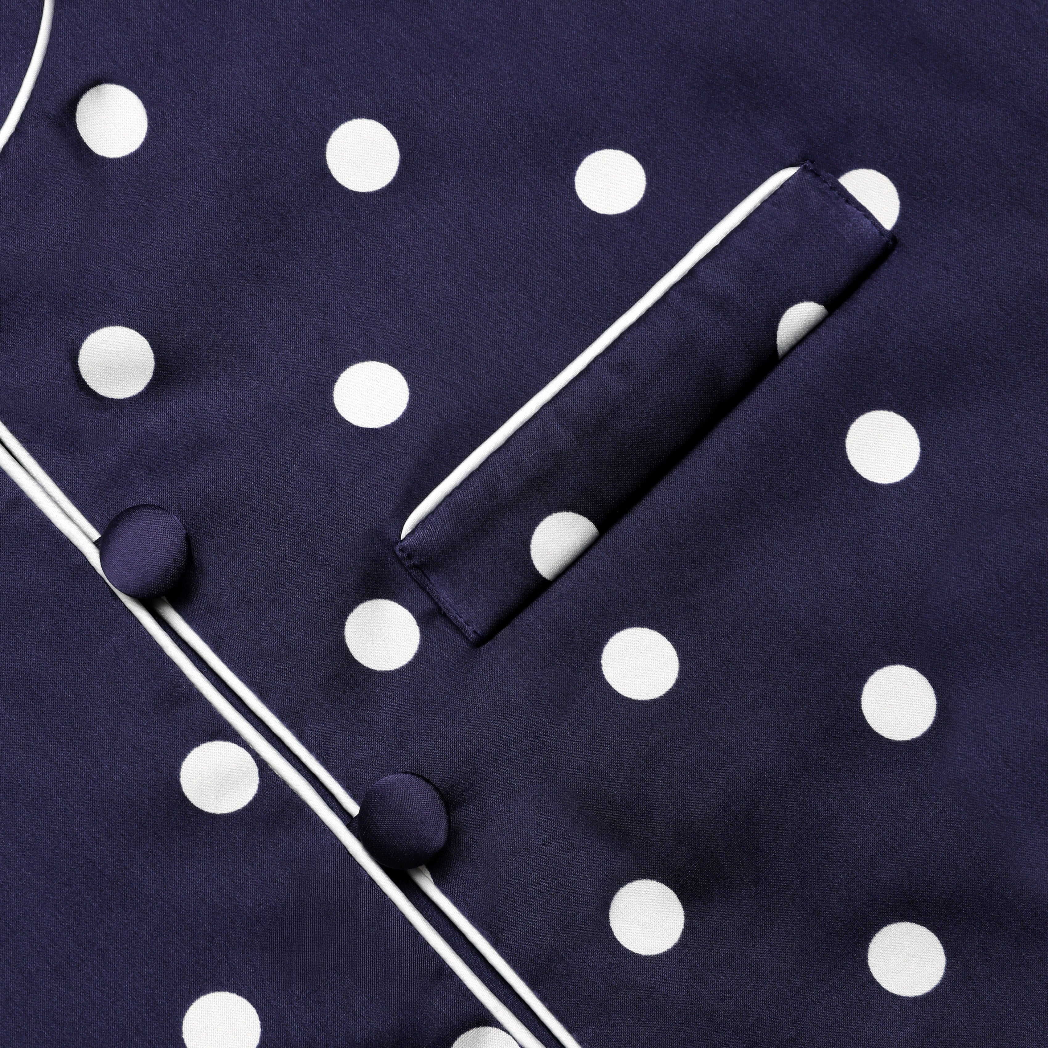 Navy Polka Dot Satin Top - Image 6