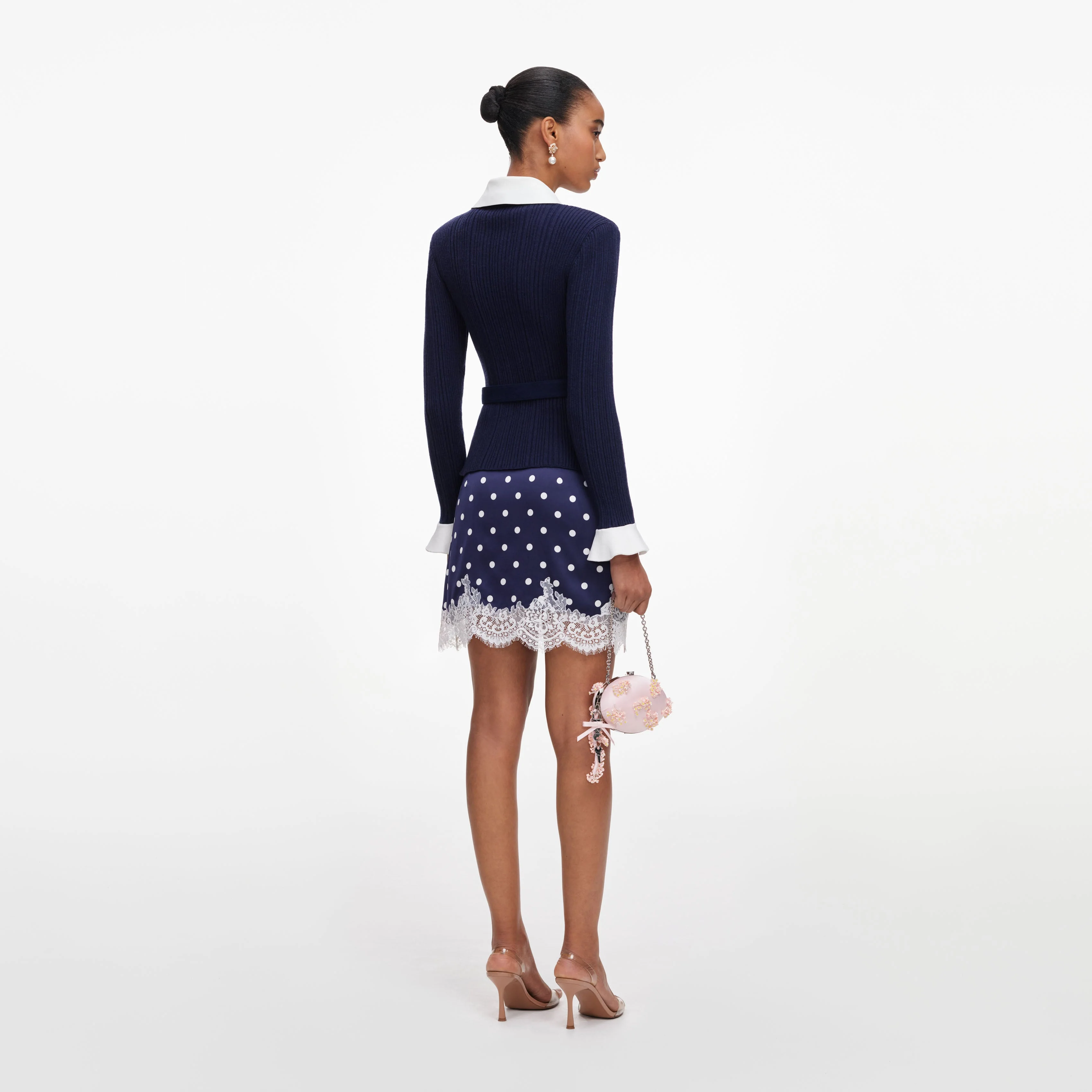 Navy Ribbed Knit Cardigan - Image 3