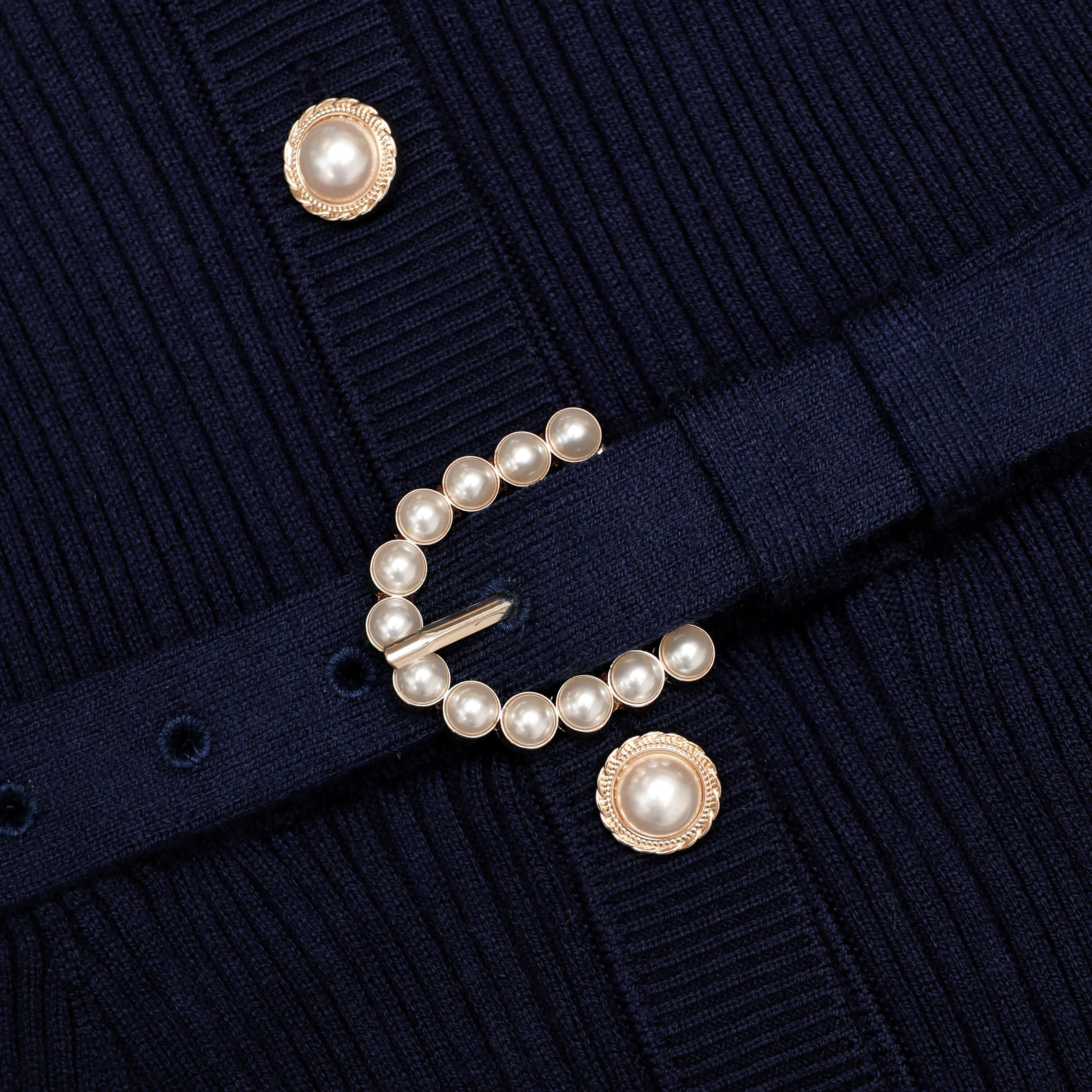 Navy Ribbed Knit Cardigan - Image 6