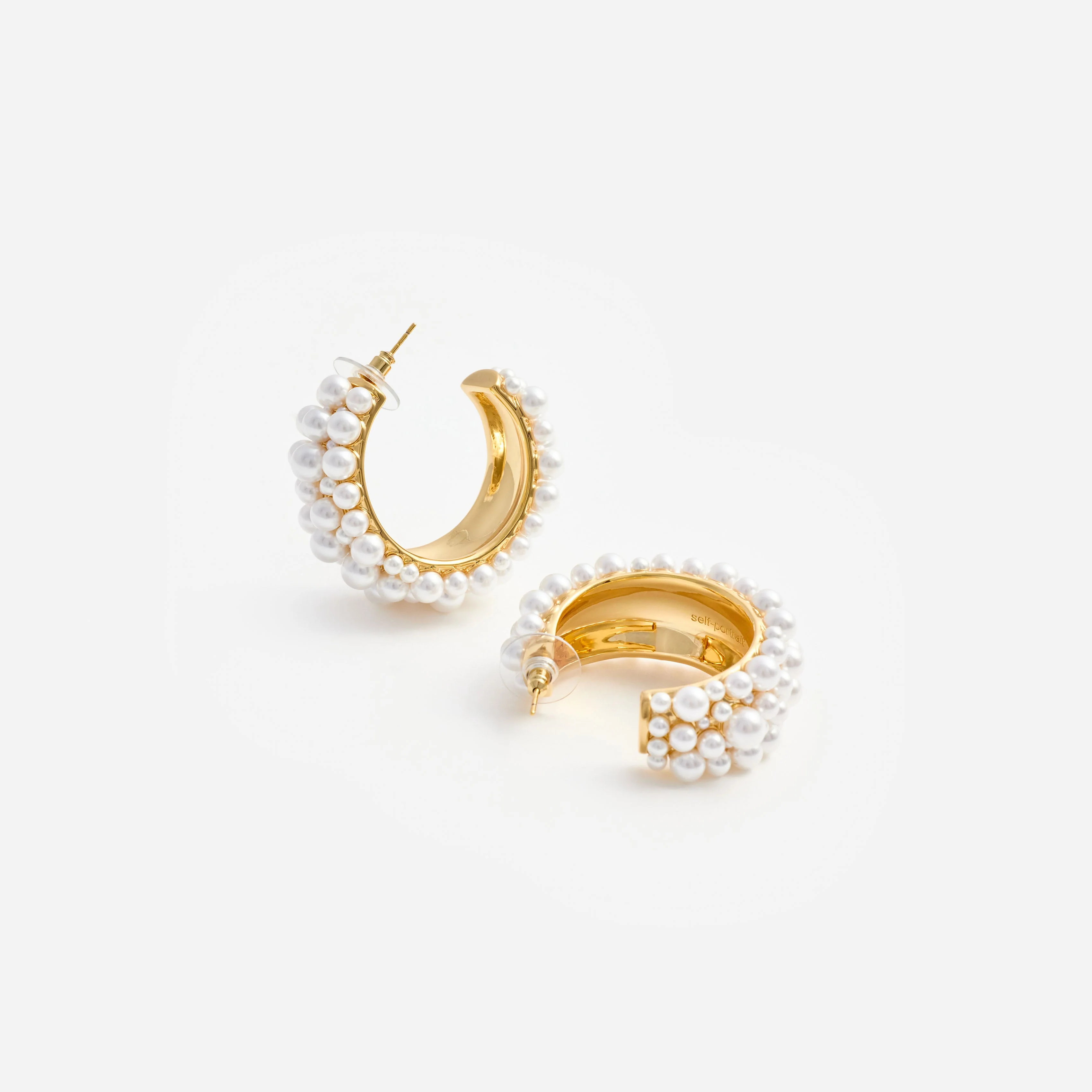 Pearl Cluster Hoop Earrings - Image 3