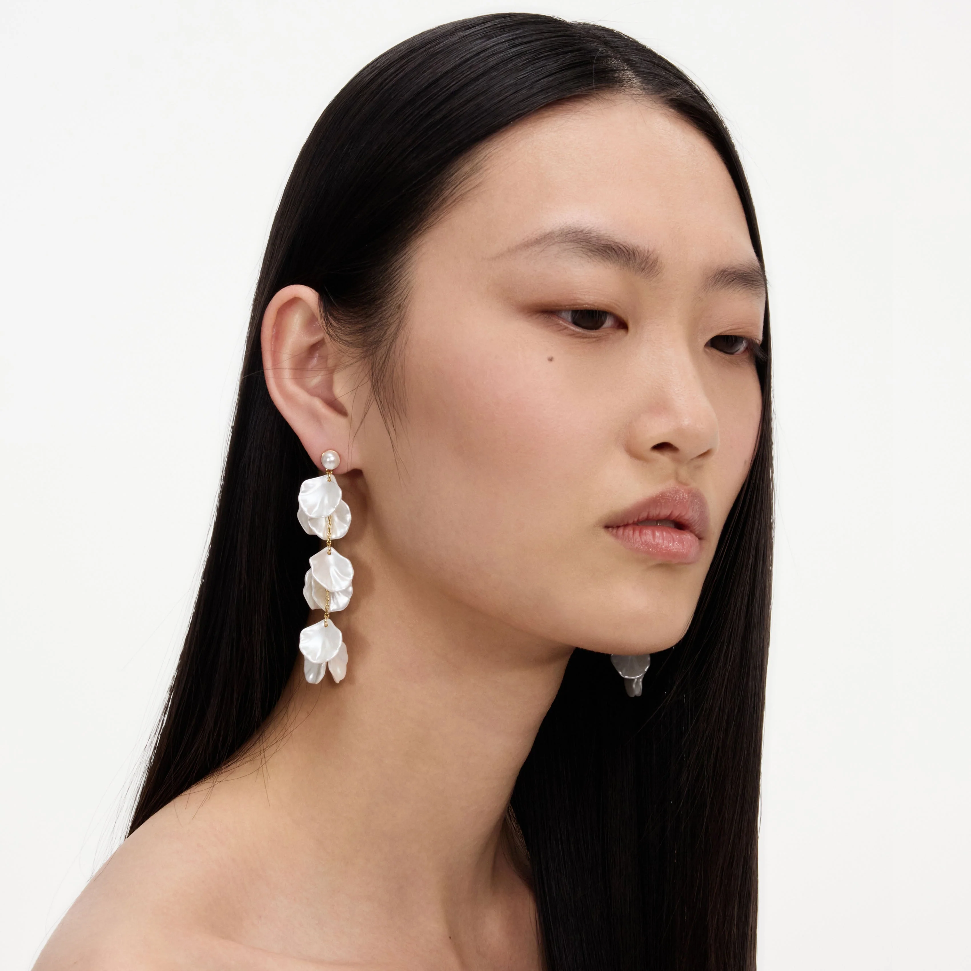 Pearl Petal Tiered Earrings - Image 2