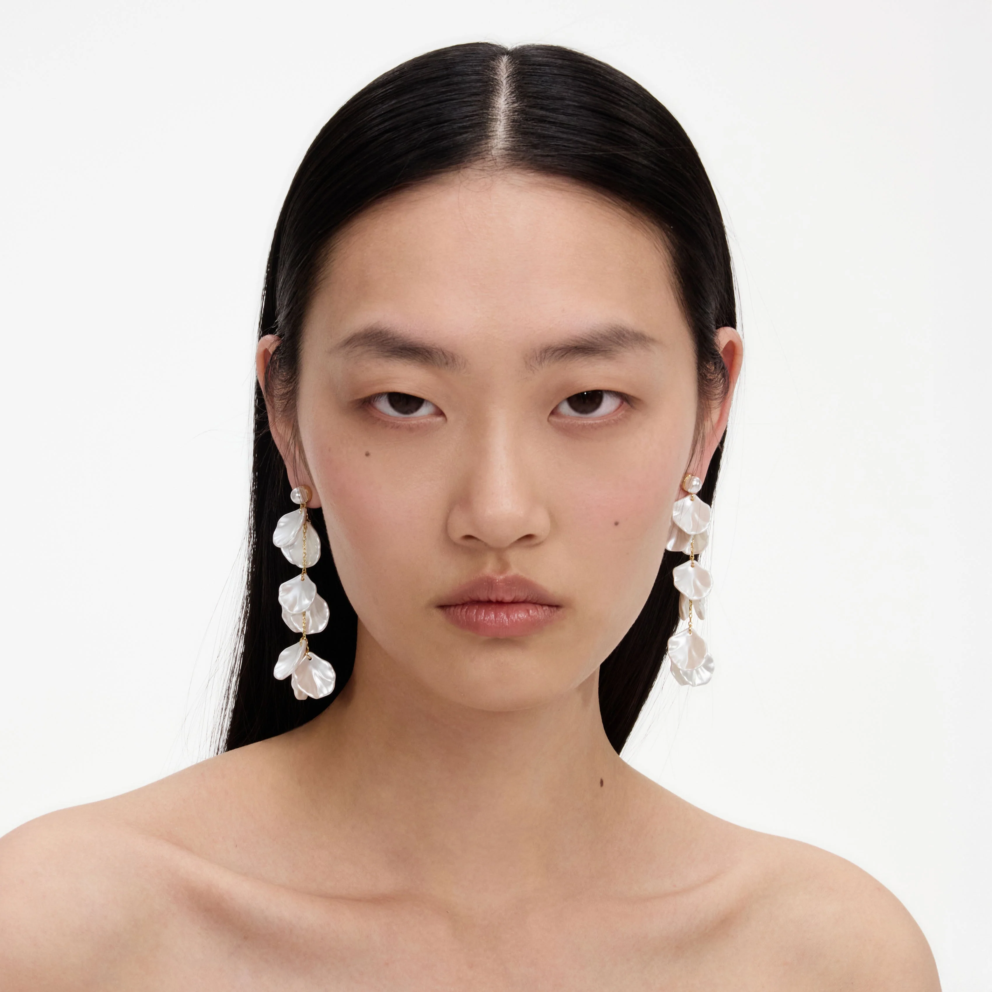 Pearl Petal Tiered Earrings - Image 4