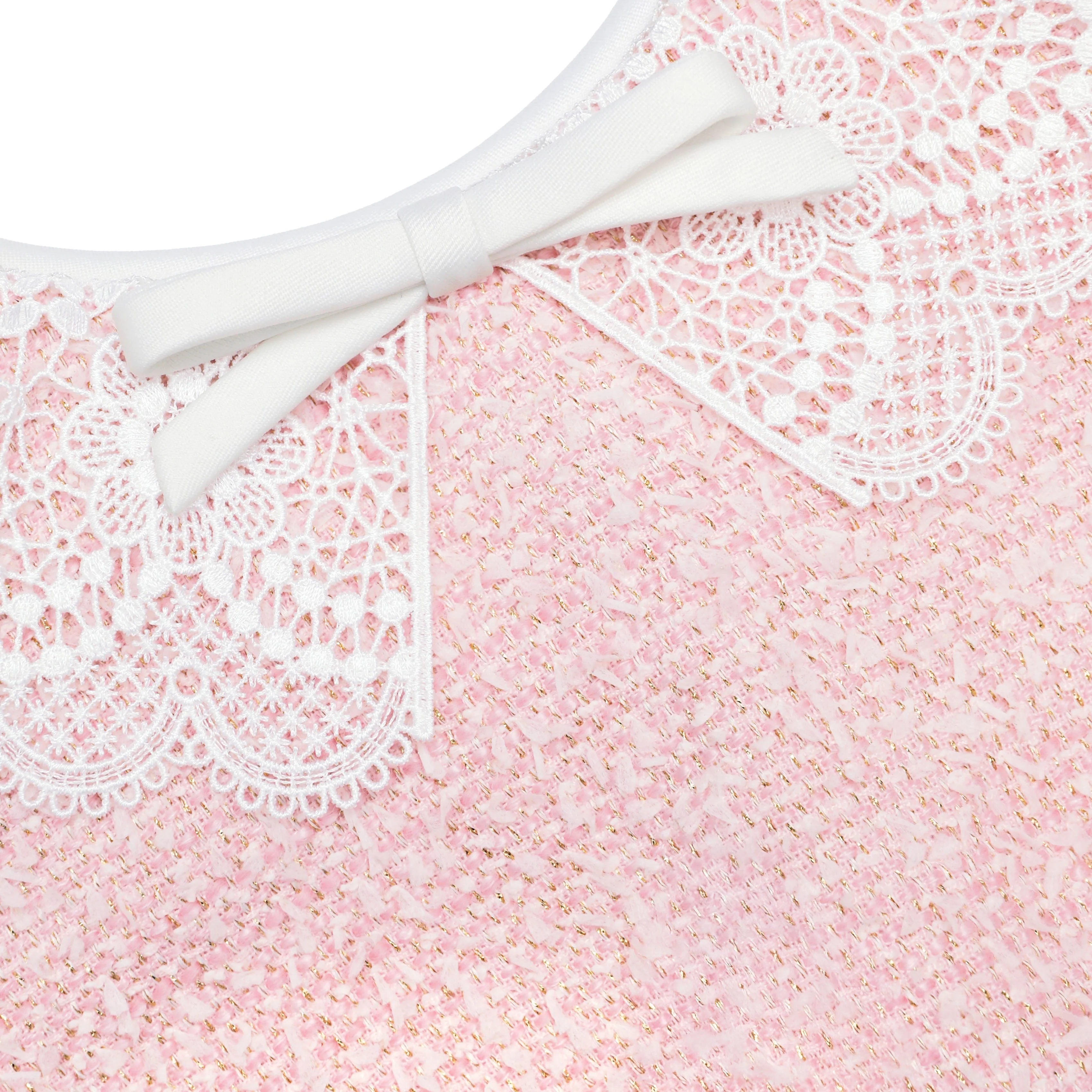 Pink Boucle Lace Collar Midi Dress - Image 5