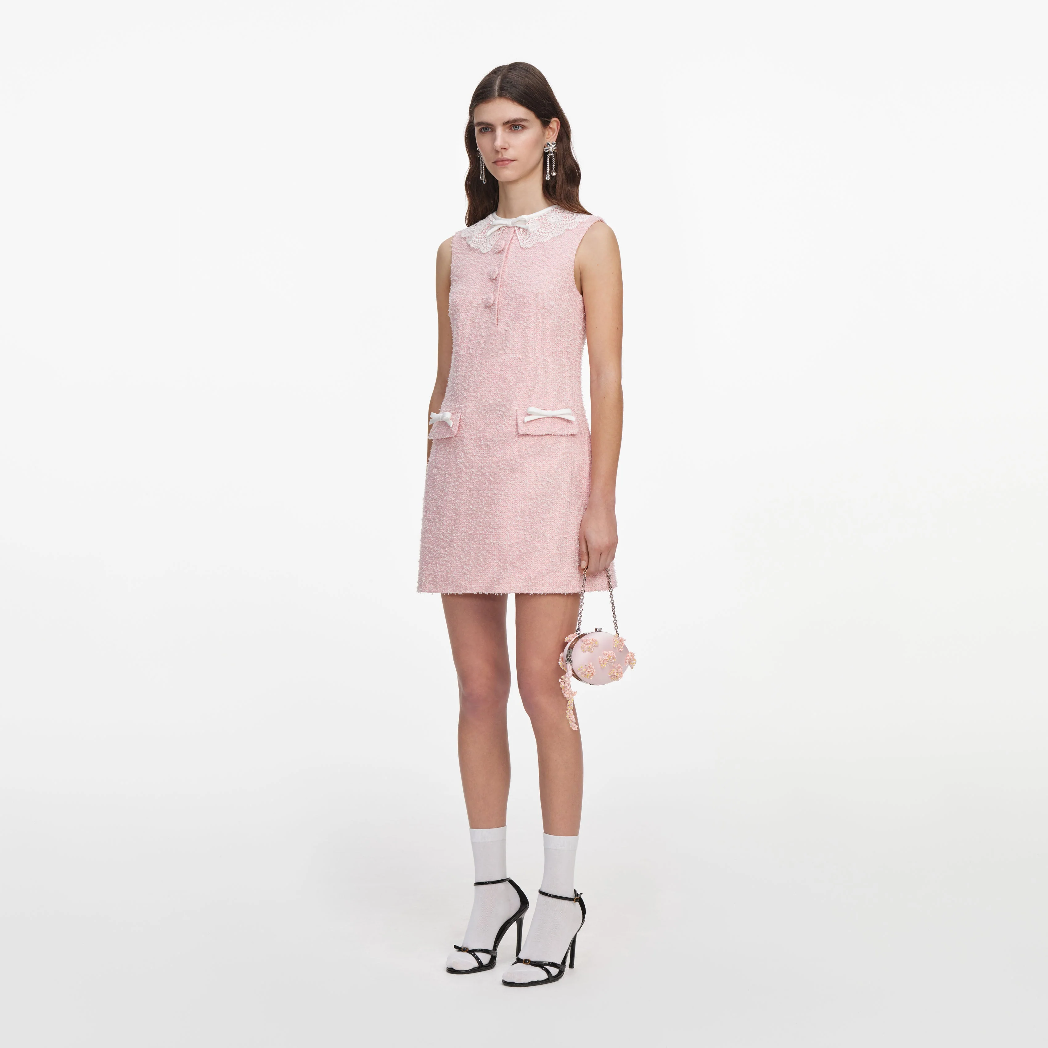 Pink Boucle Lace Collar Mini Dress - Image 2