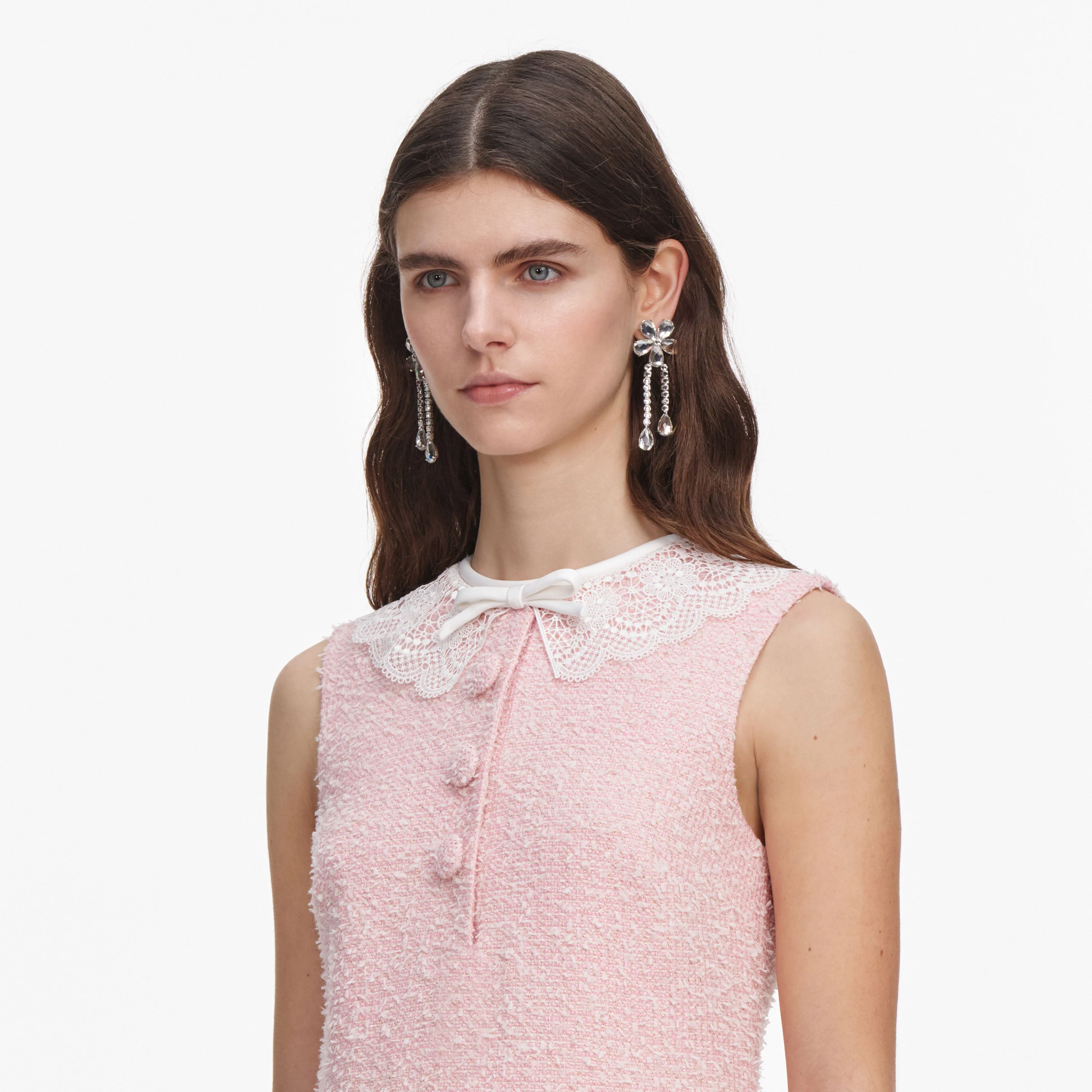 Pink Boucle Lace Collar Mini Dress - Image 5