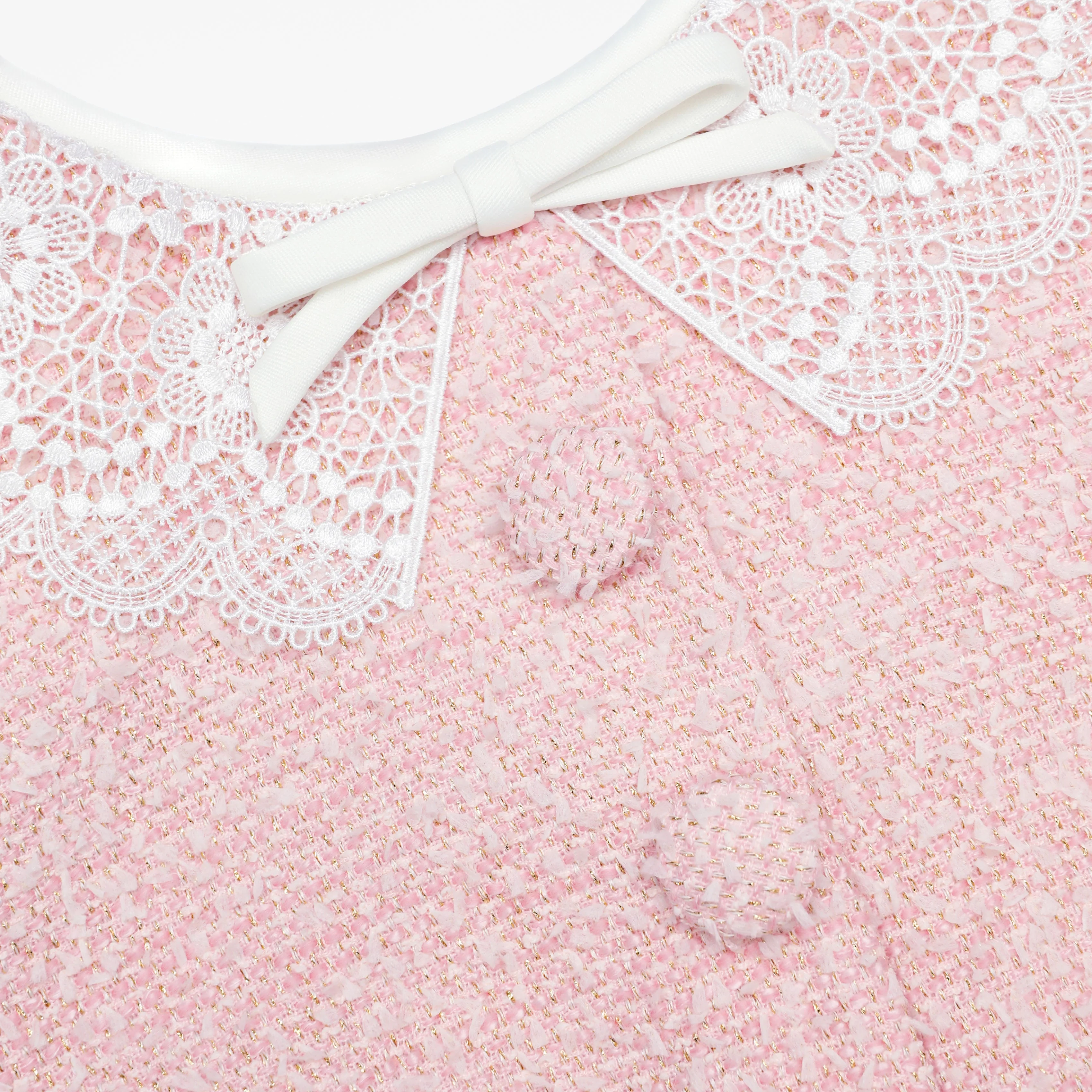 Pink Boucle Lace Collar Mini Dress - Image 6