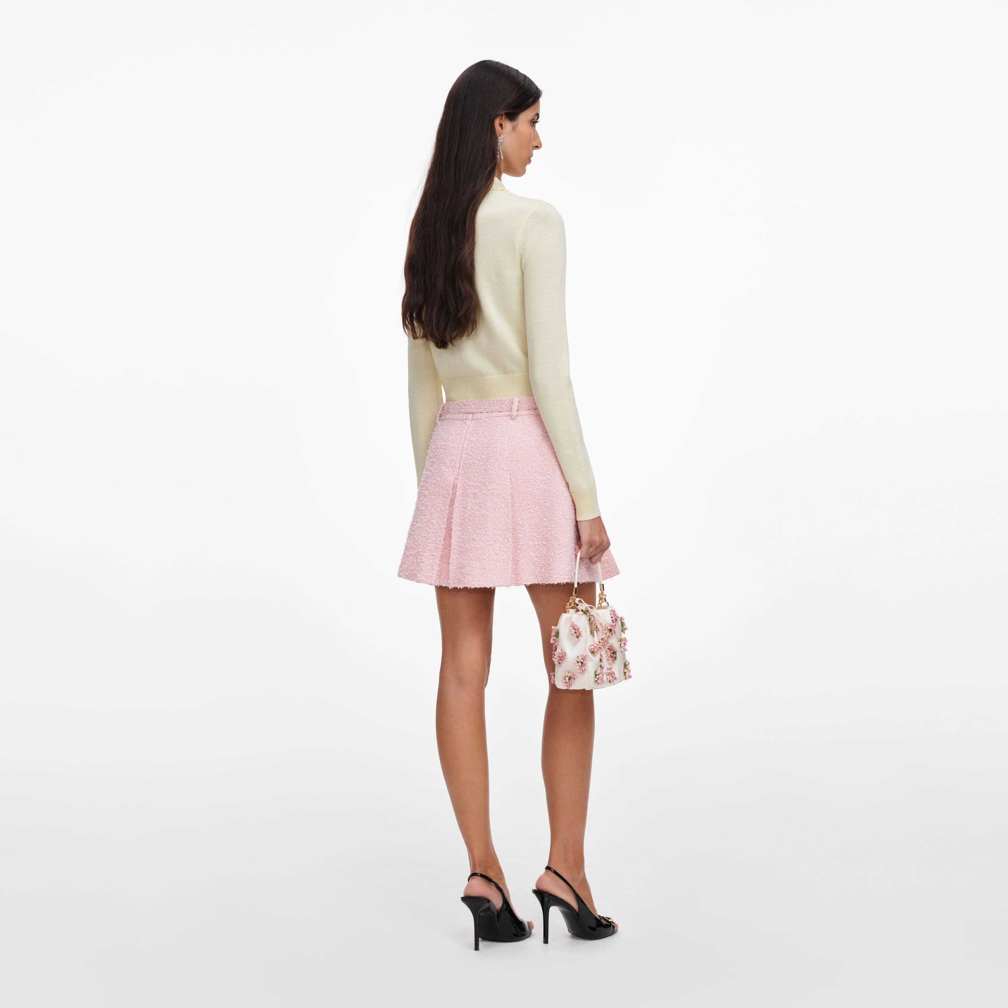 Pink Boucle Mini Skirt - Image 3