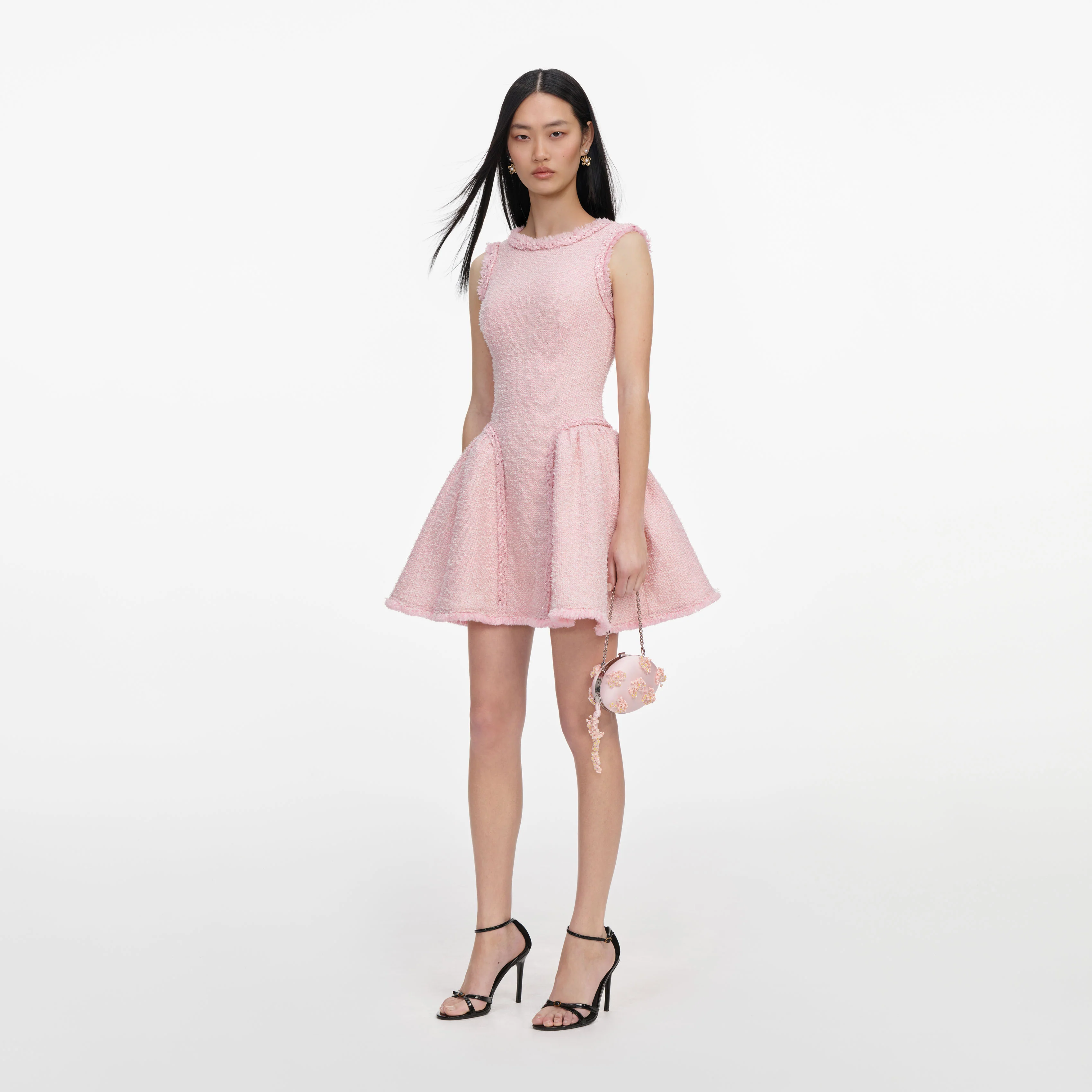 Pink Boucle Sleeveless Mini Dress - Image 2