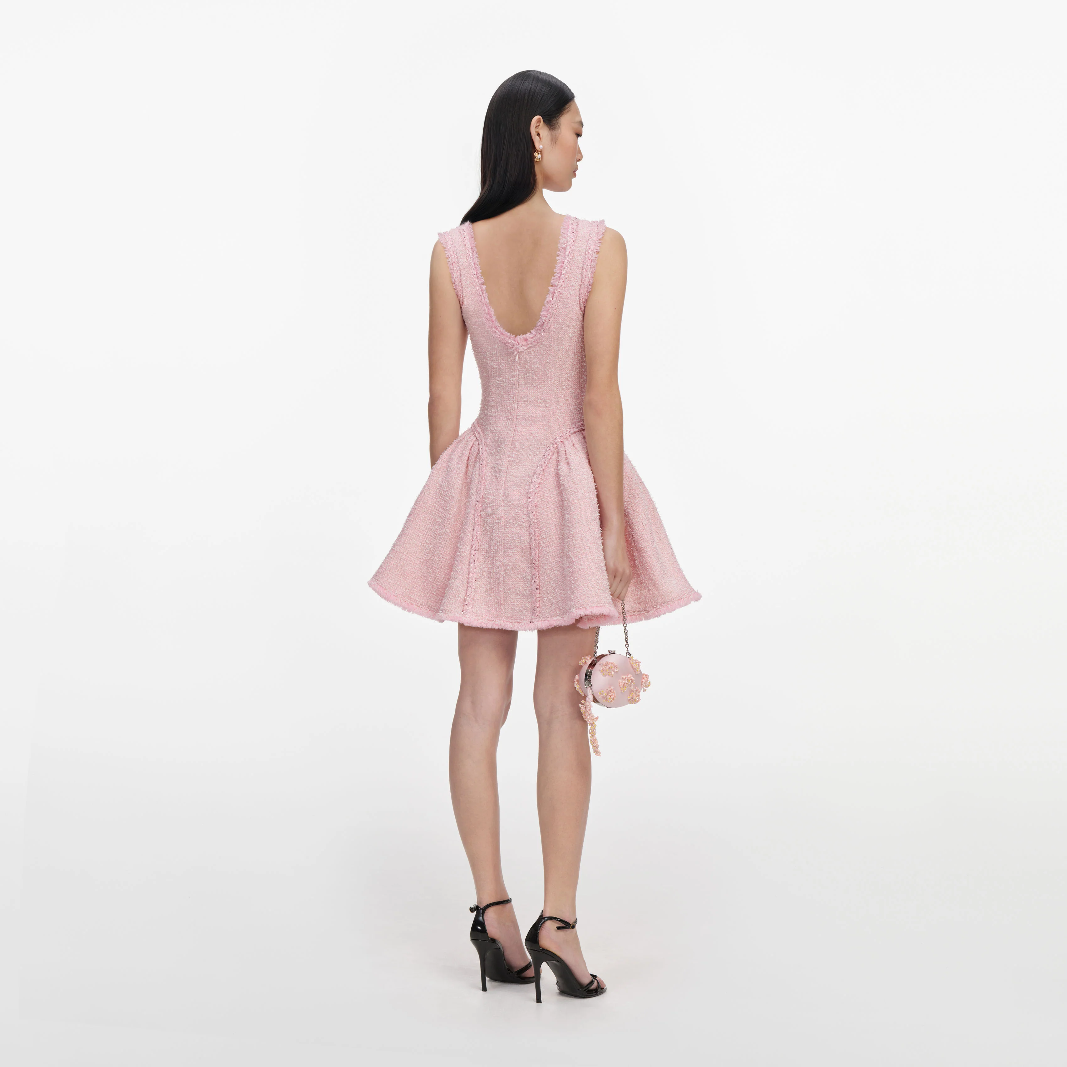 Pink Boucle Sleeveless Mini Dress - Image 3