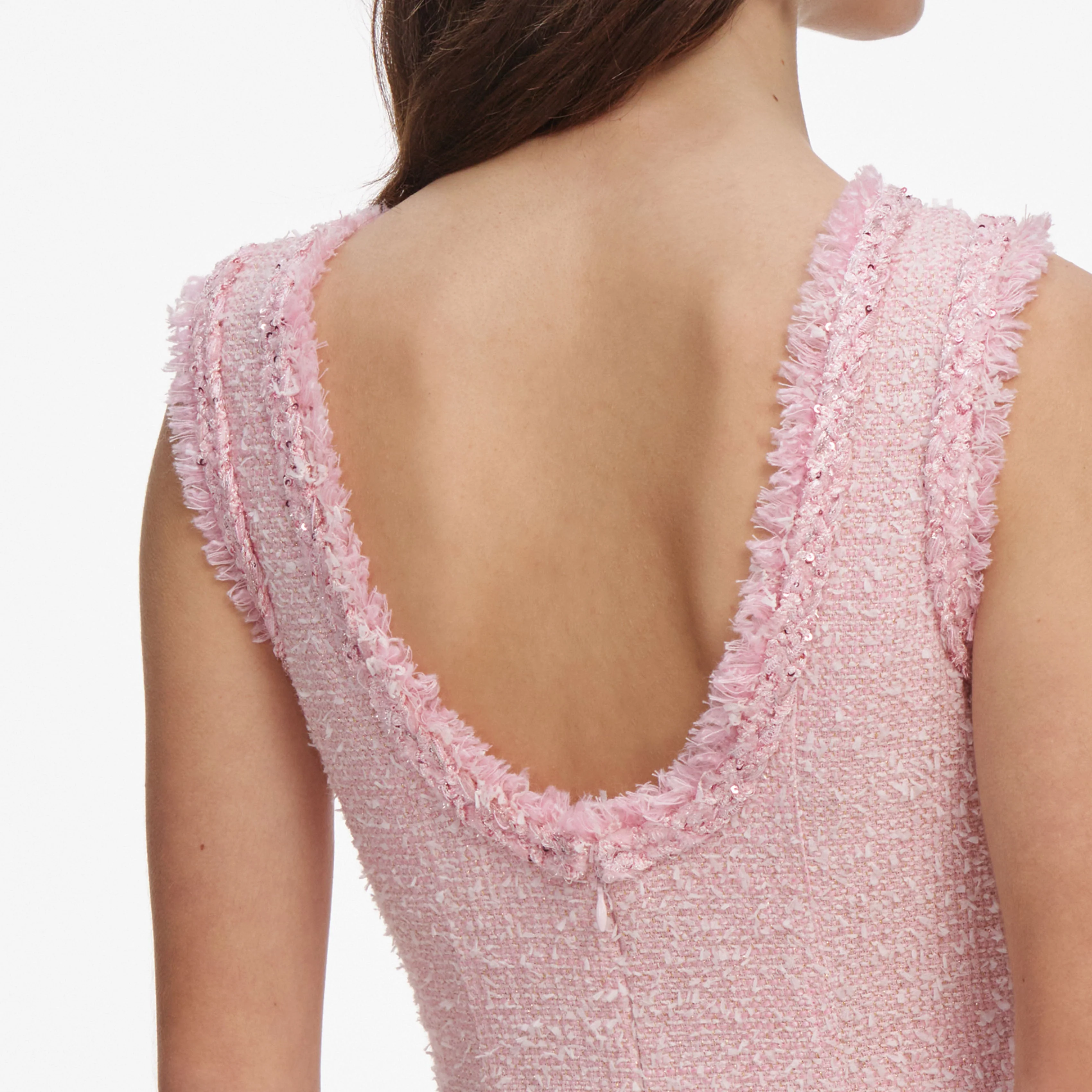 Pink Boucle Sleeveless Mini Dress - Image 5