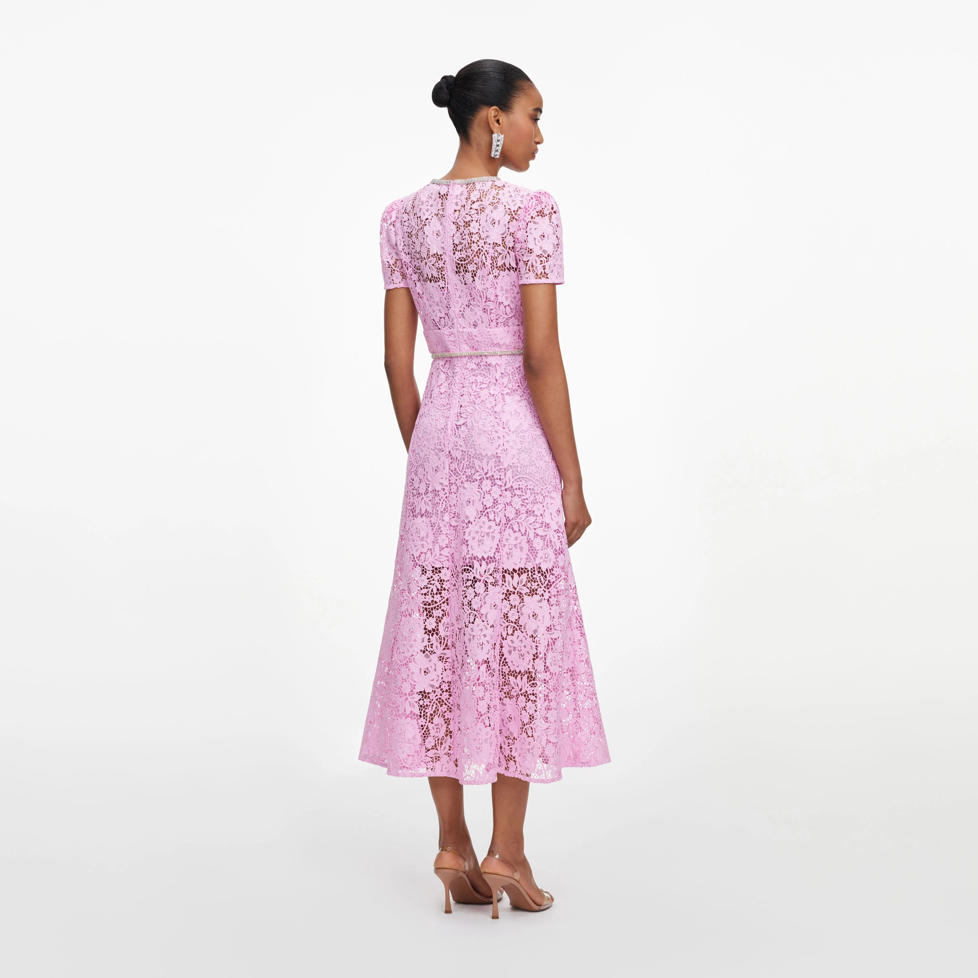 Pink Cord Lace Midi Dress - Image 3