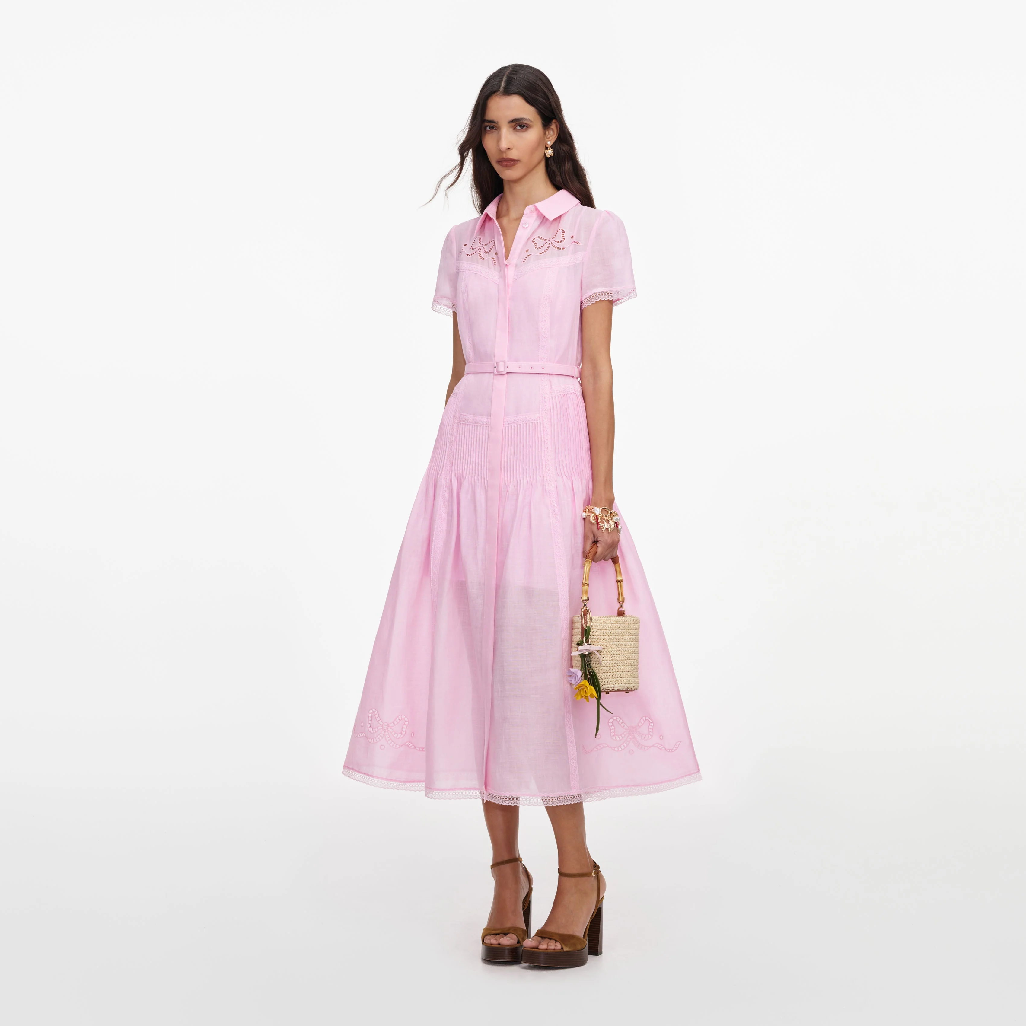 Pink Embroidered Midi Dress - Image 2