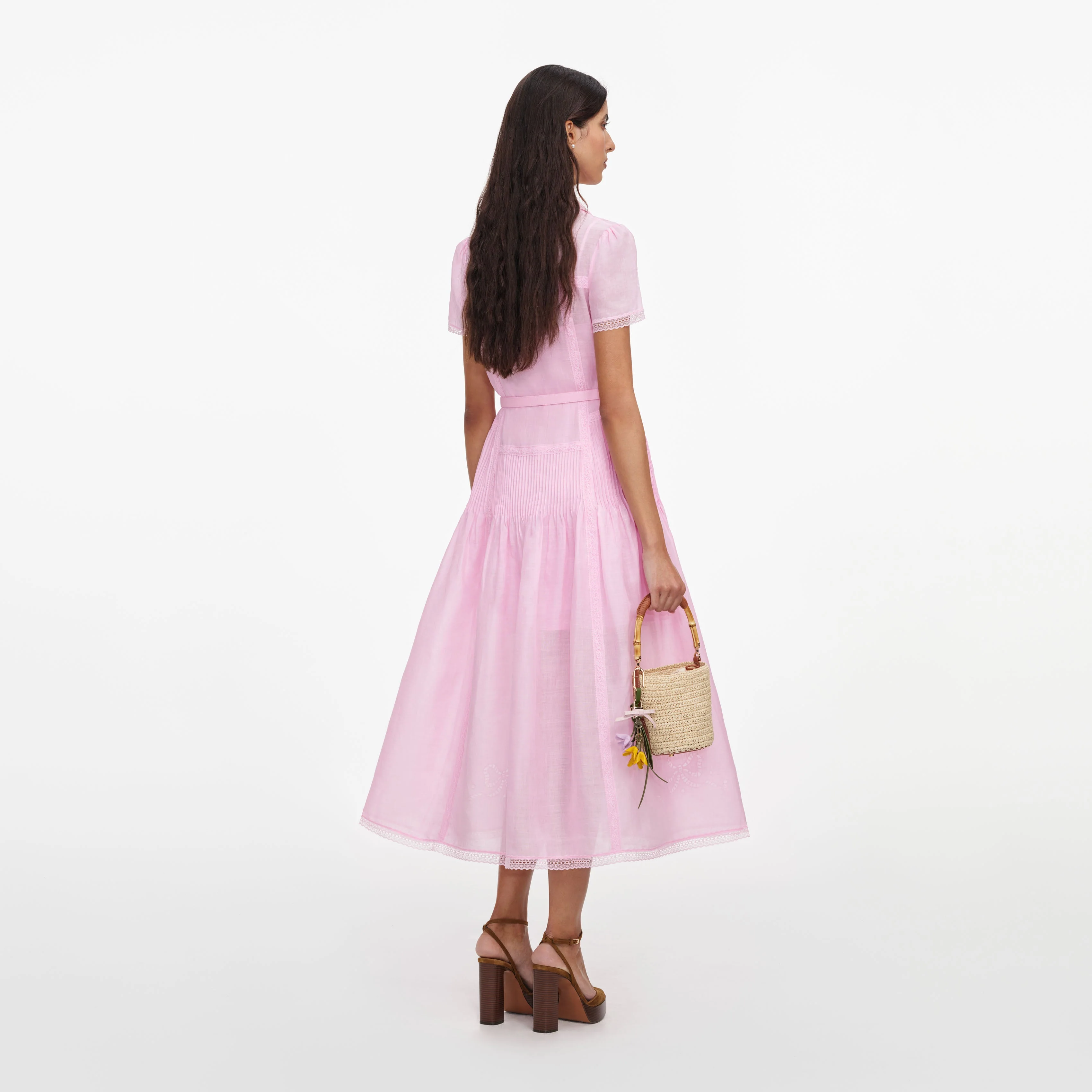 Pink Embroidered Midi Dress - Image 3