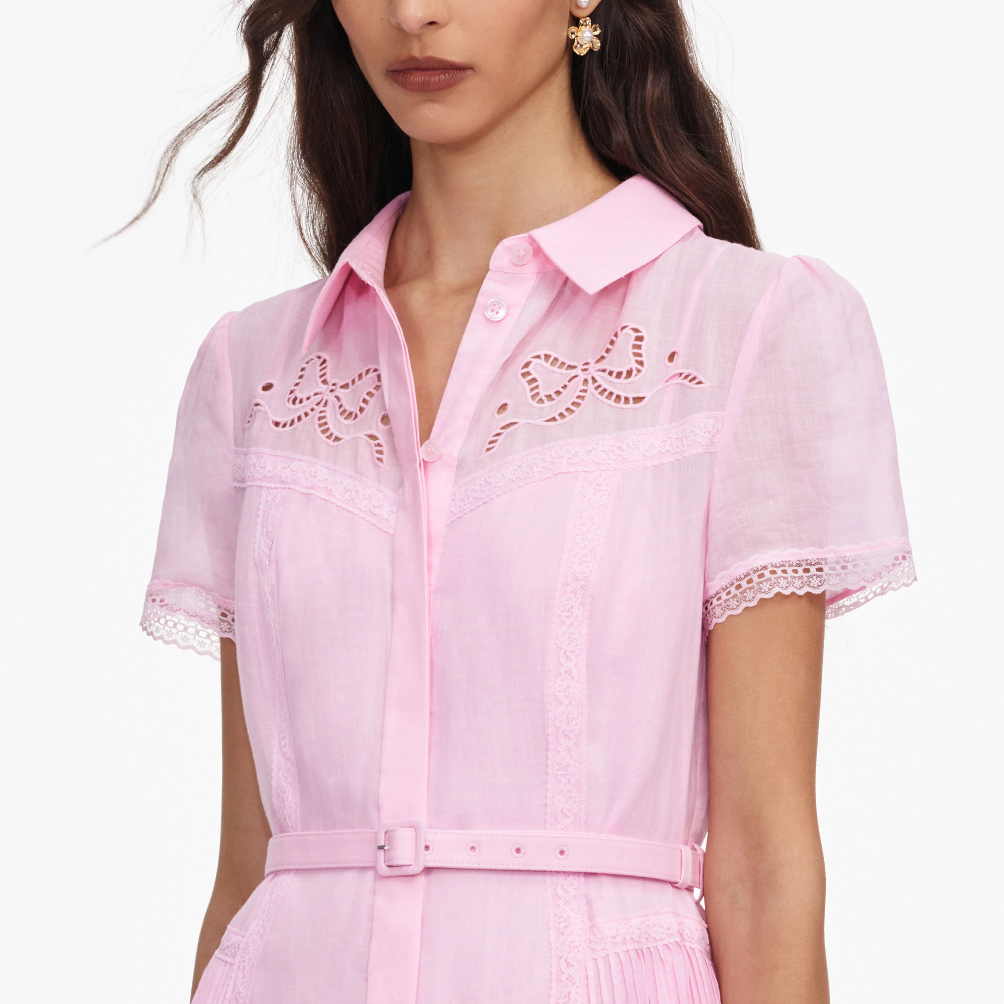 Pink Embroidered Midi Dress - Image 5
