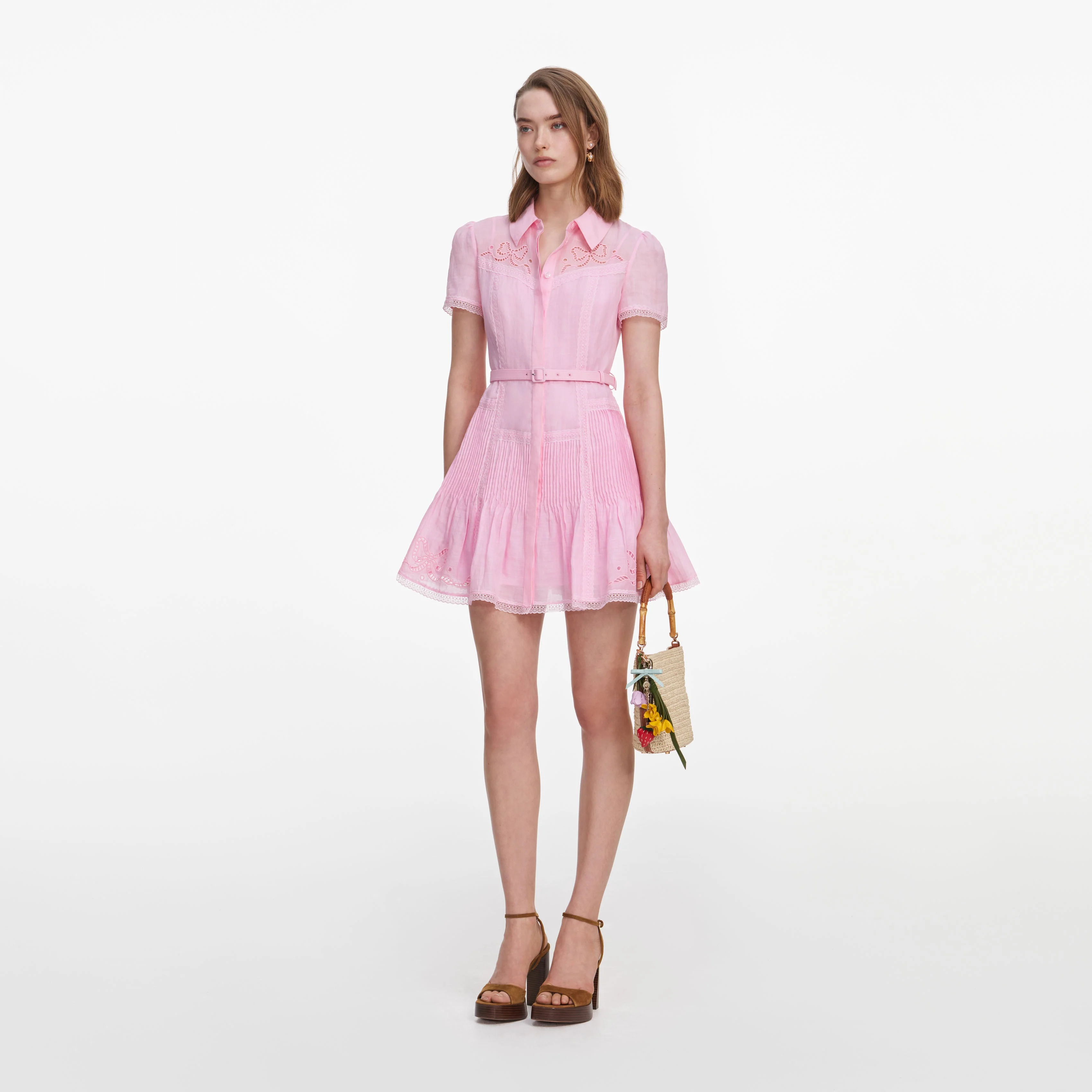 Pink Embroidered Mini Dress - Image 2