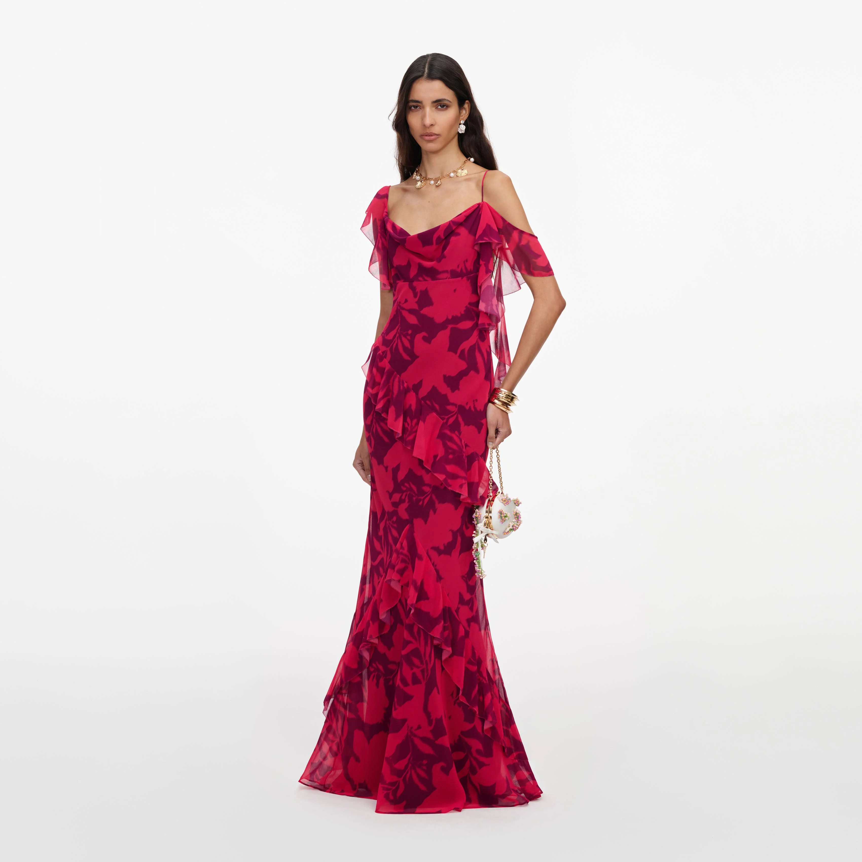 Pink Floral Ruffle Maxi Dress - Image 2