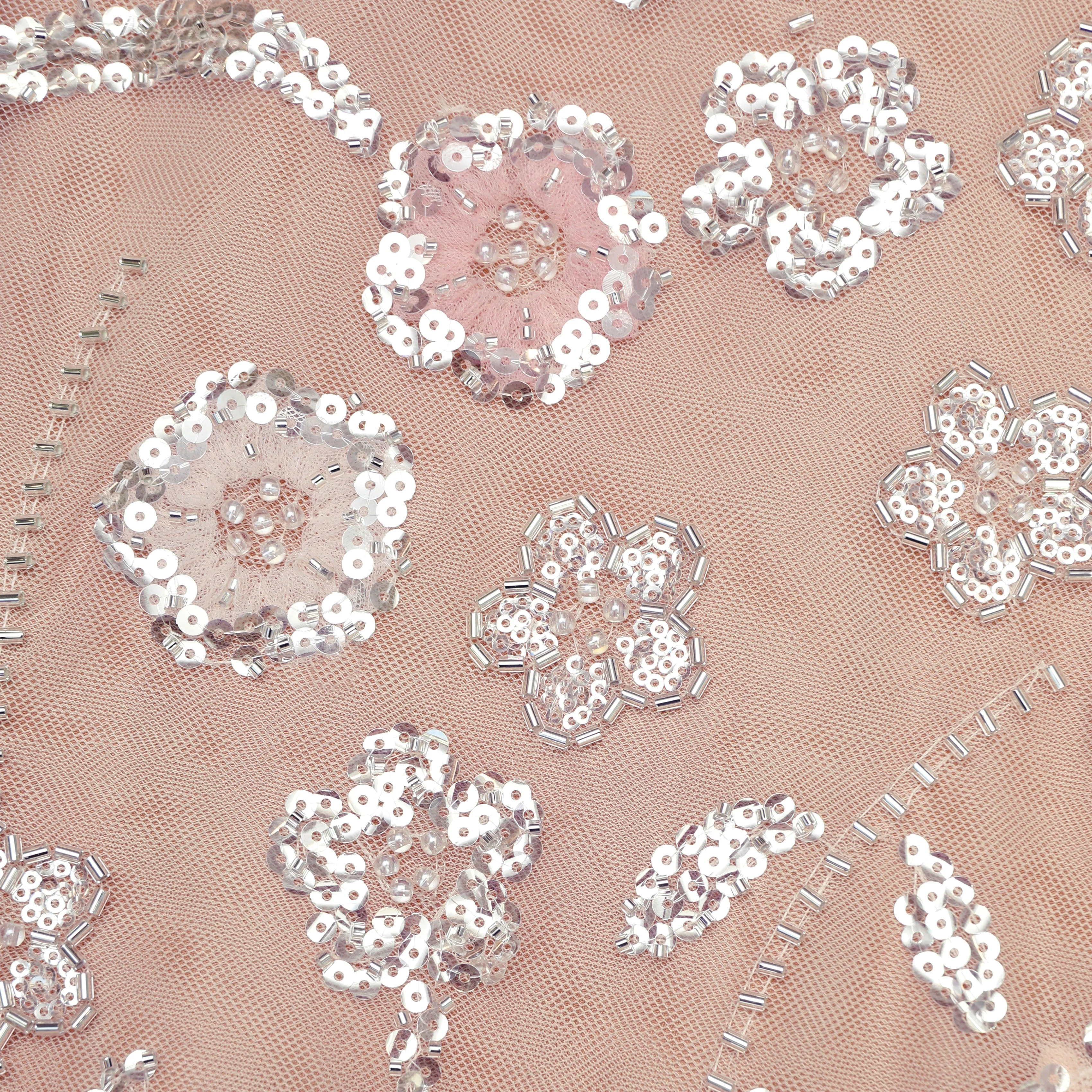 Pink Flower Sequin Embellished Midi Dress - Image 6