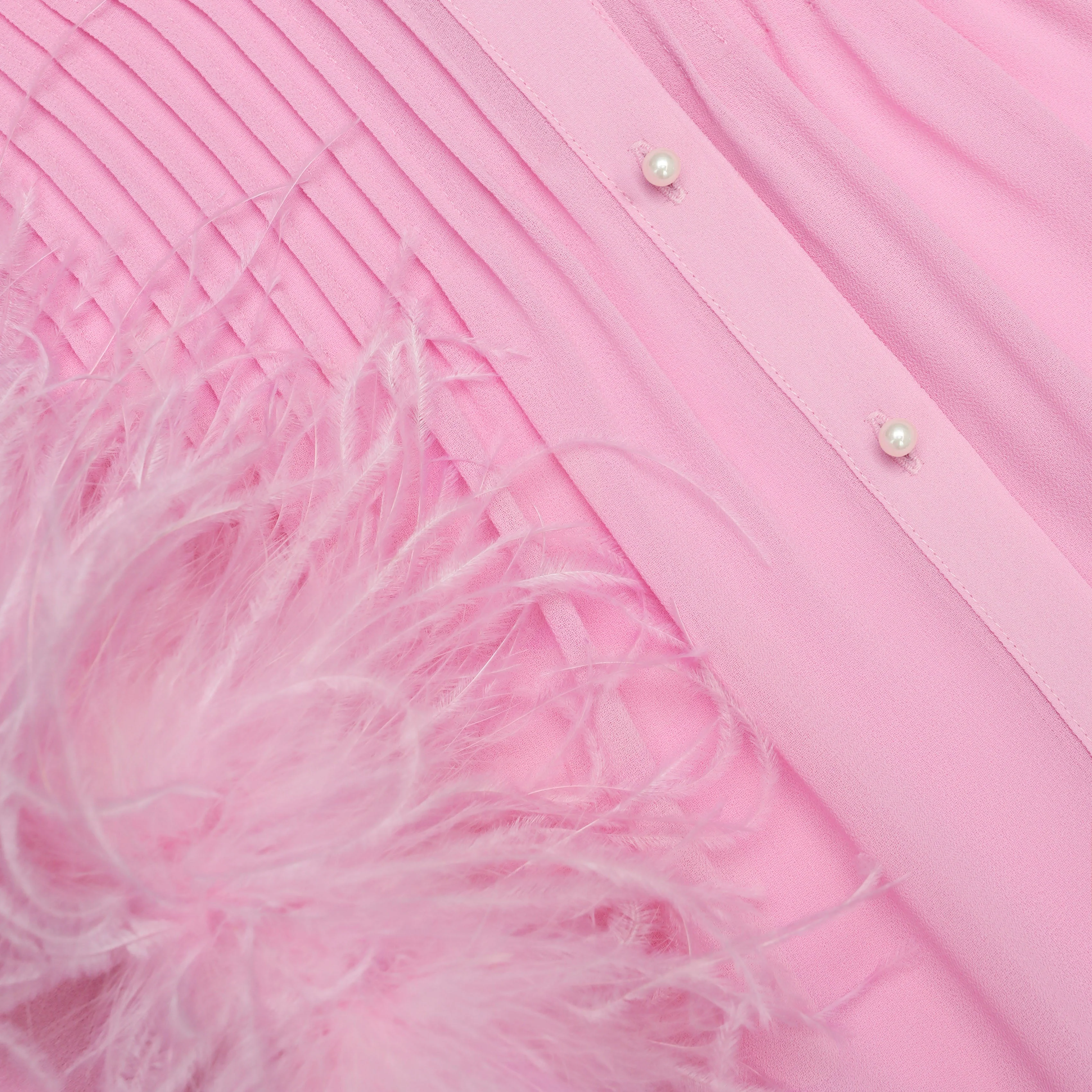 Pink Georgette Feather Cuff Blouse - Image 6