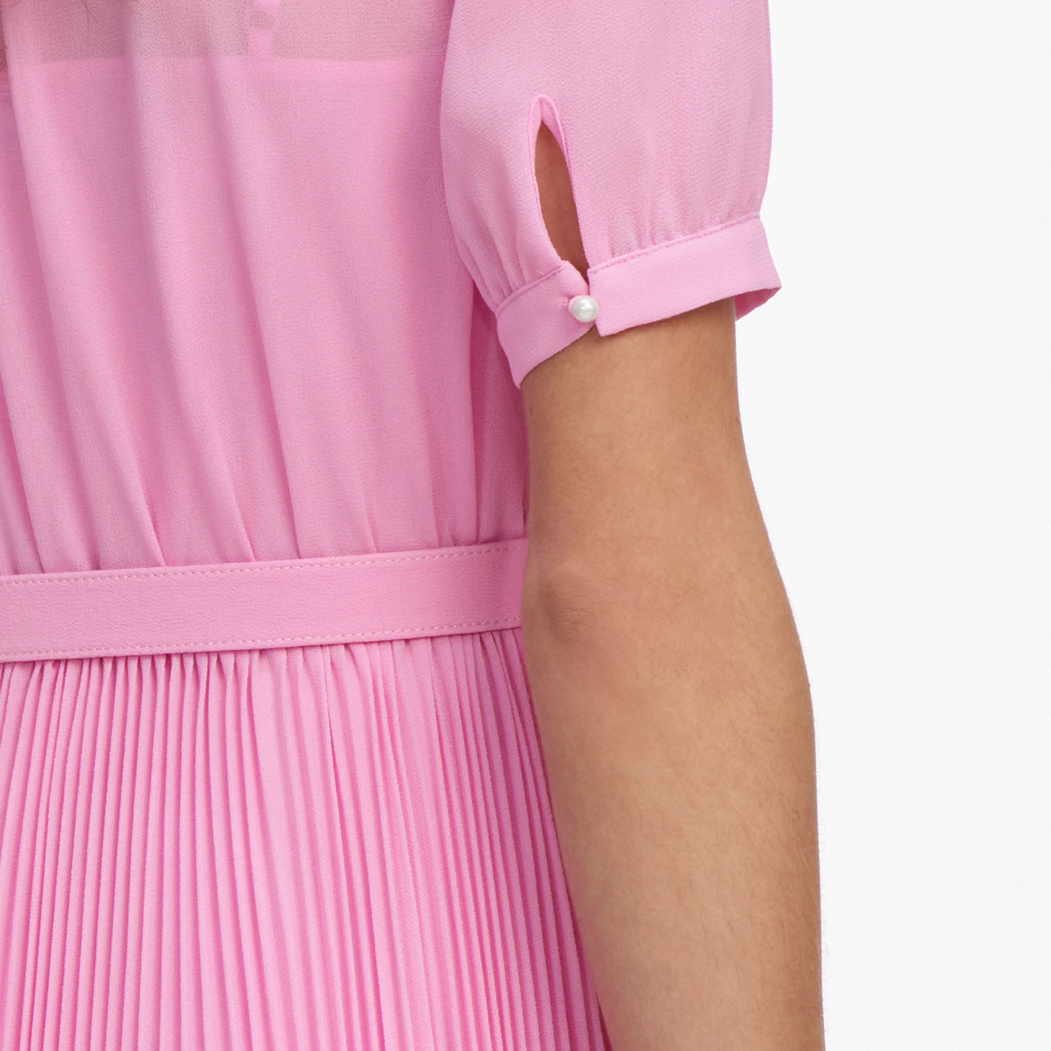 Pink Georgette Tie Neck Midi Dress - Image 5