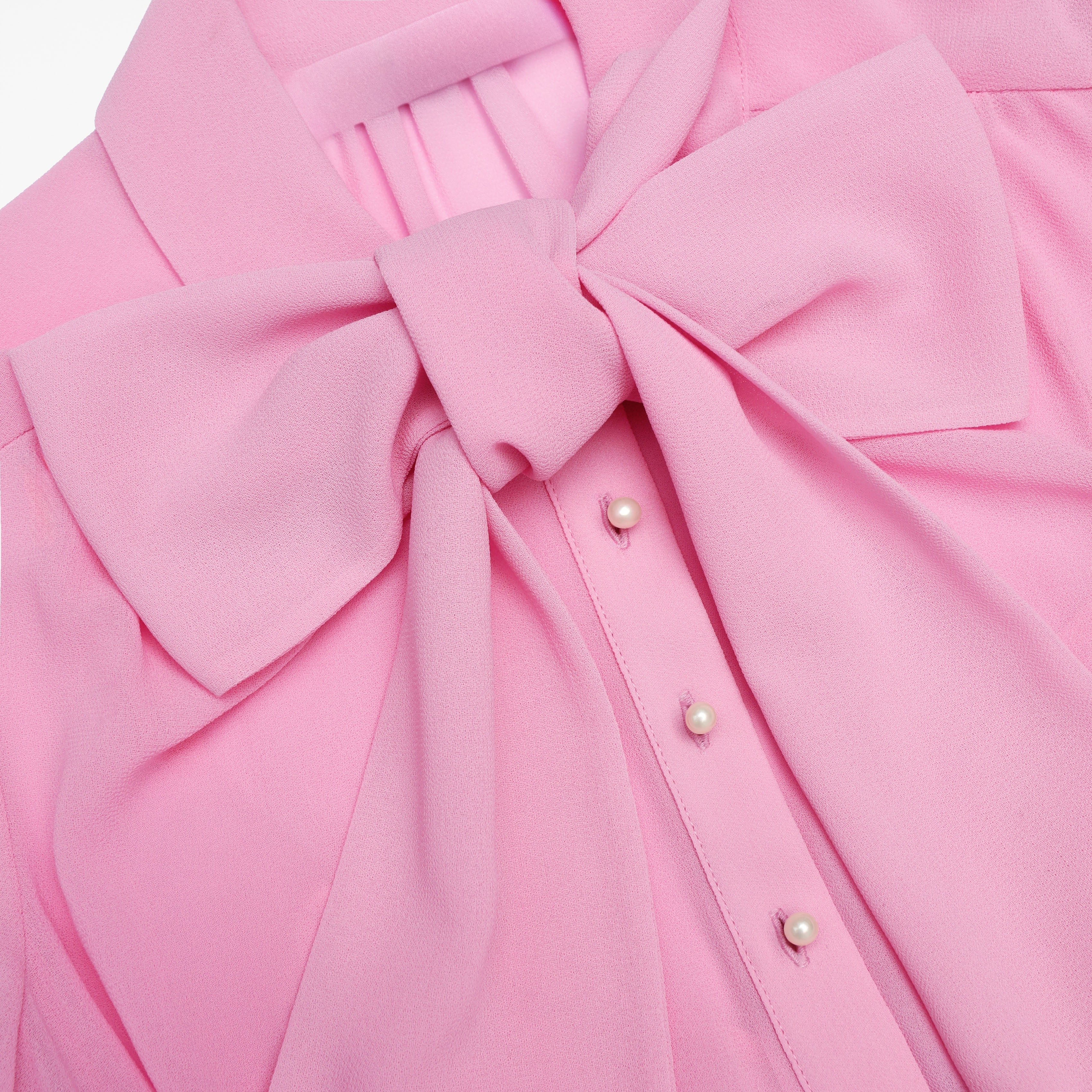 Pink Georgette Tie Neck Midi Dress - Image 6