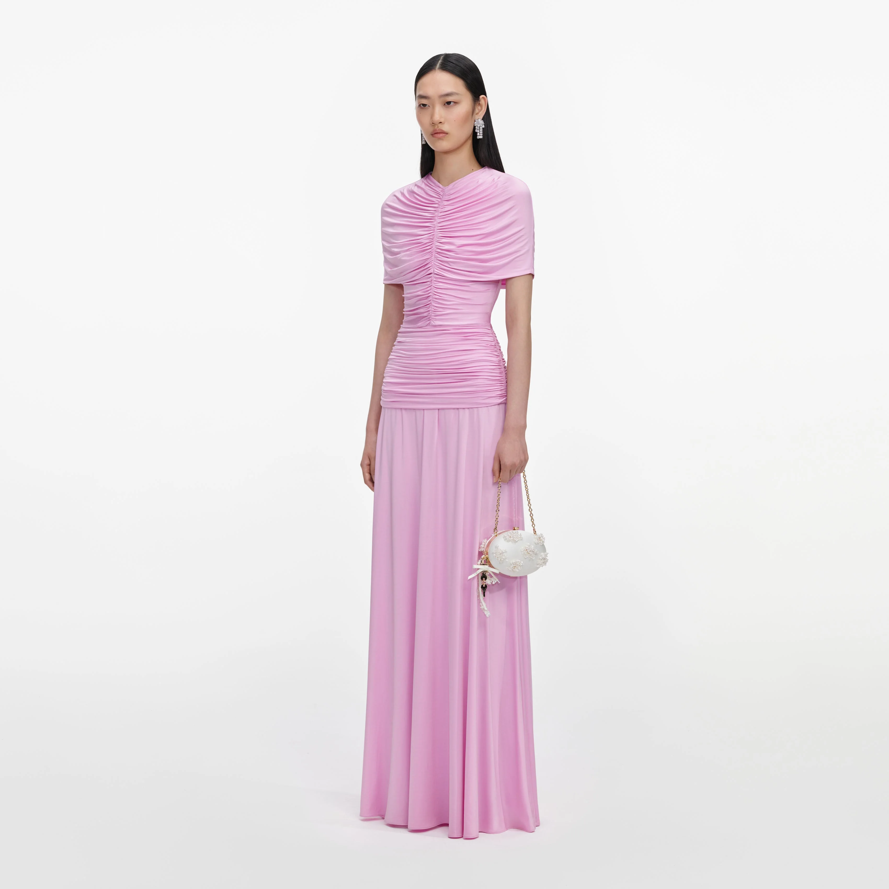 Pink Jersey Gathered Maxi Dress - Image 2