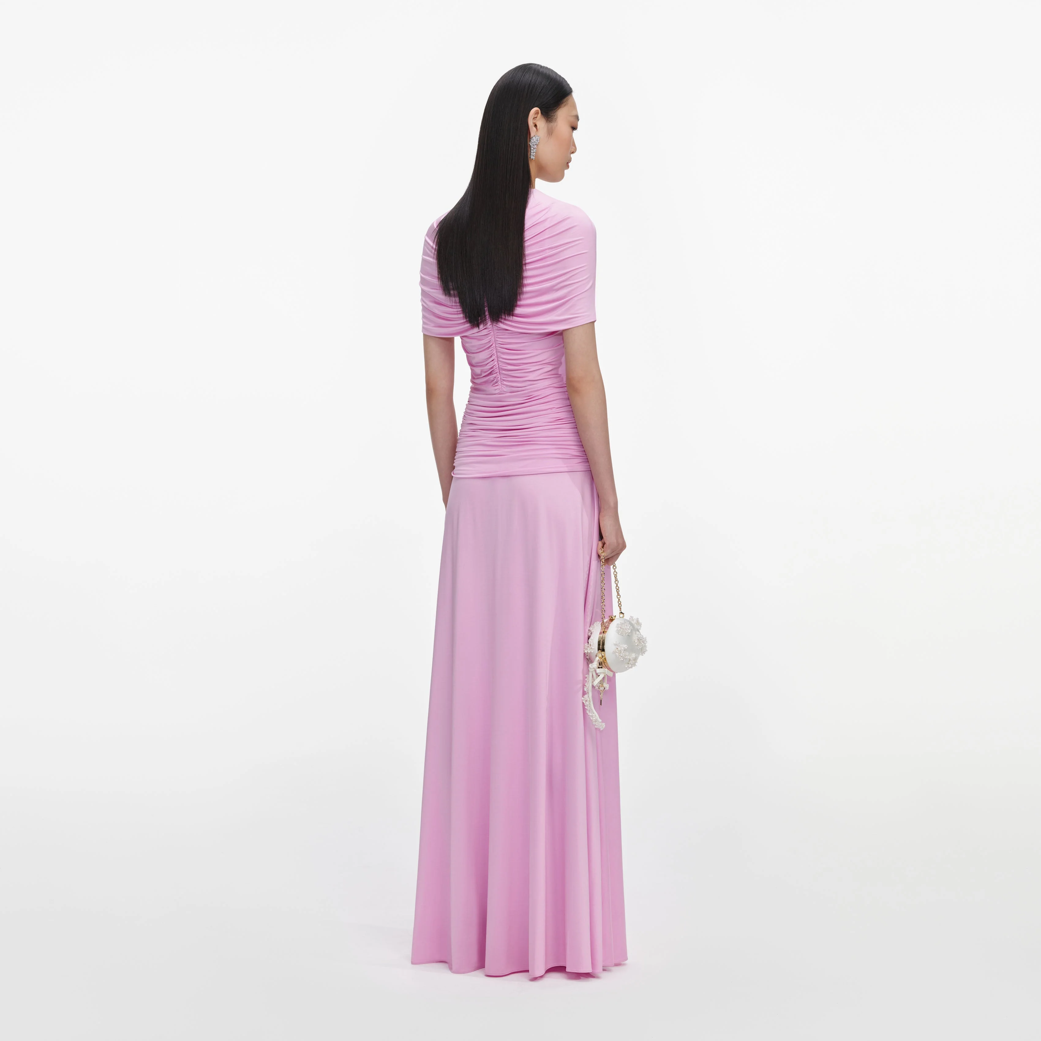 Pink Jersey Gathered Maxi Dress - Image 3