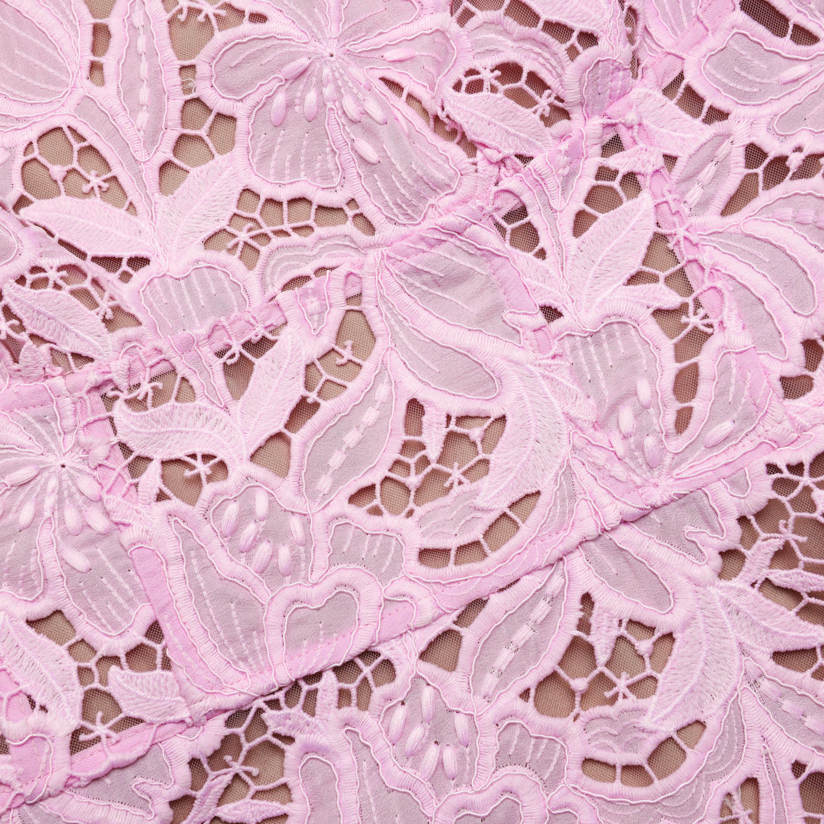 Pink Lace Flared Mini Dress - Image 5