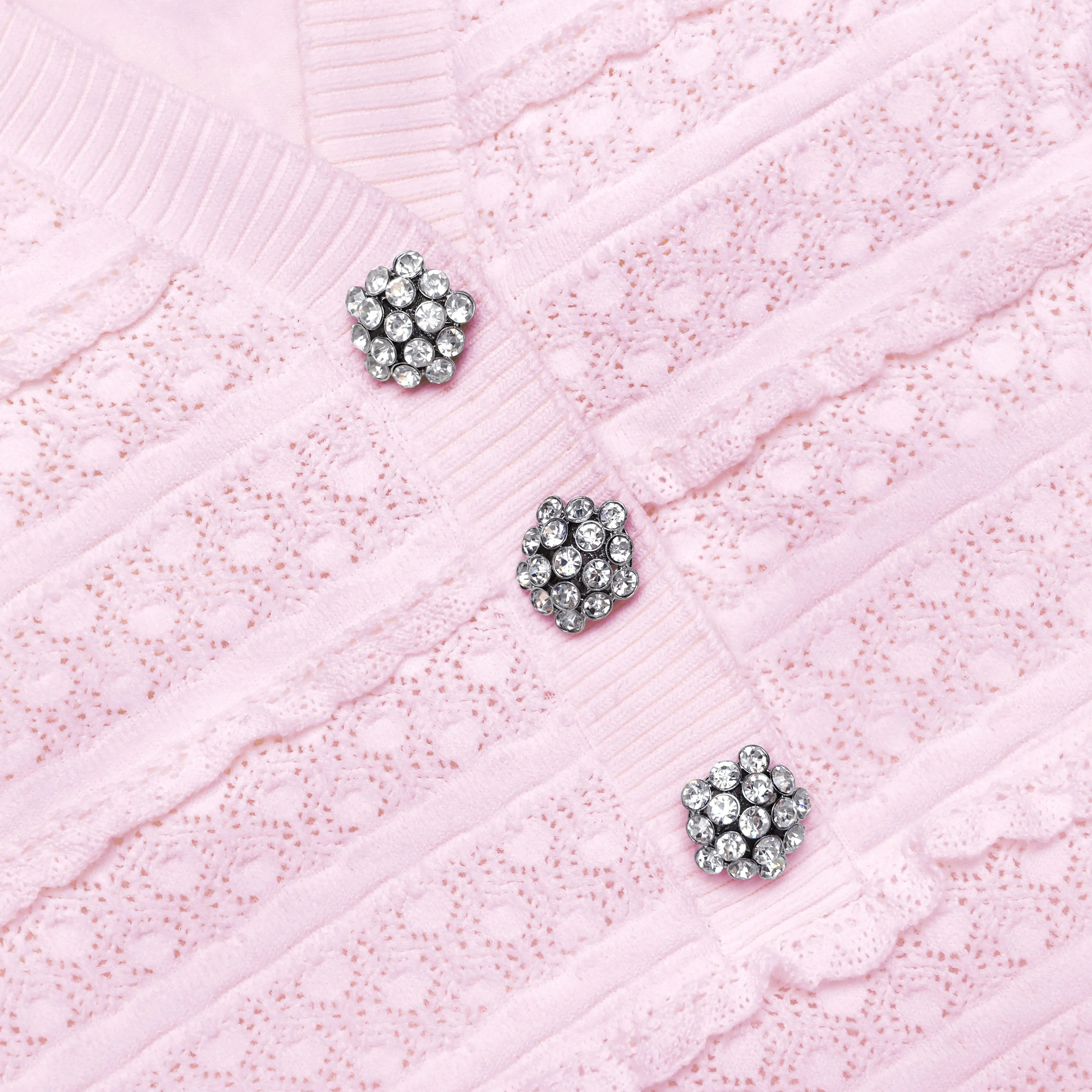 Pink Pointelle Diamante Knit Mini Dress - Image 6