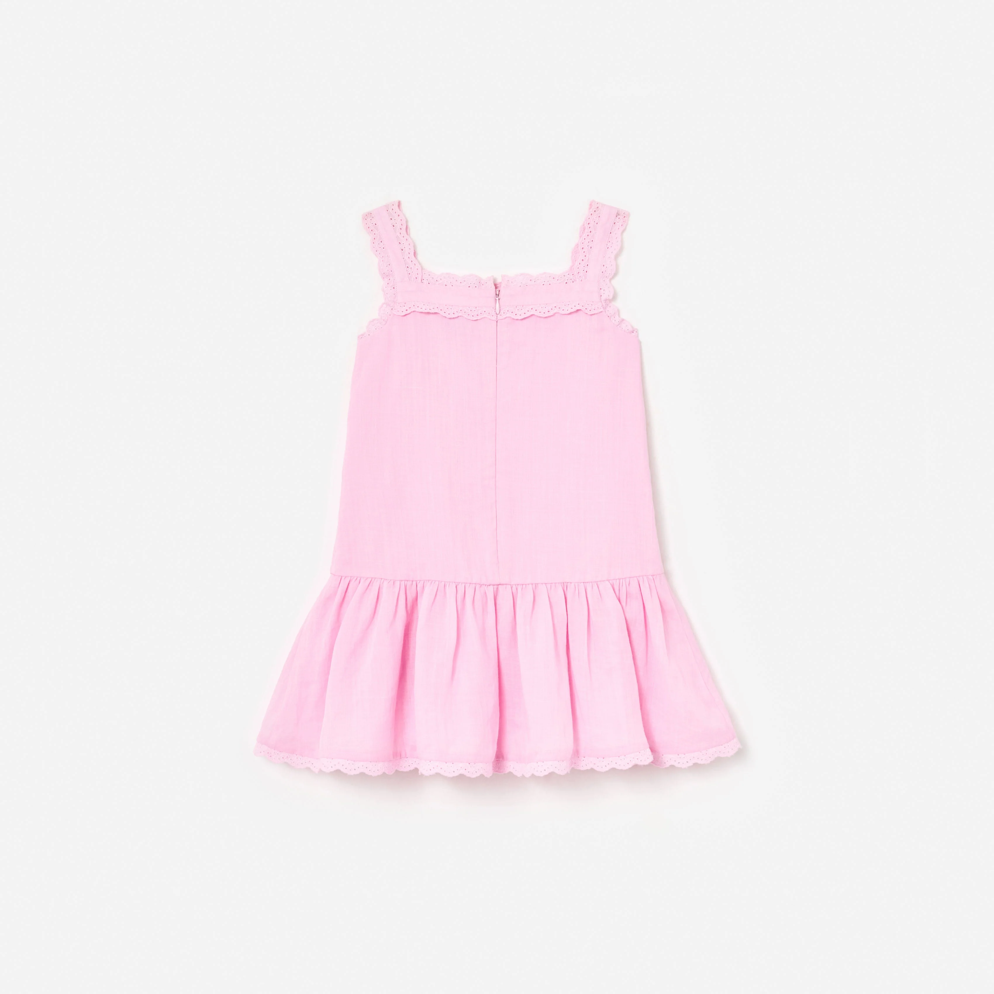 Pink Ramie Flower Embroidered Dress - Image 2