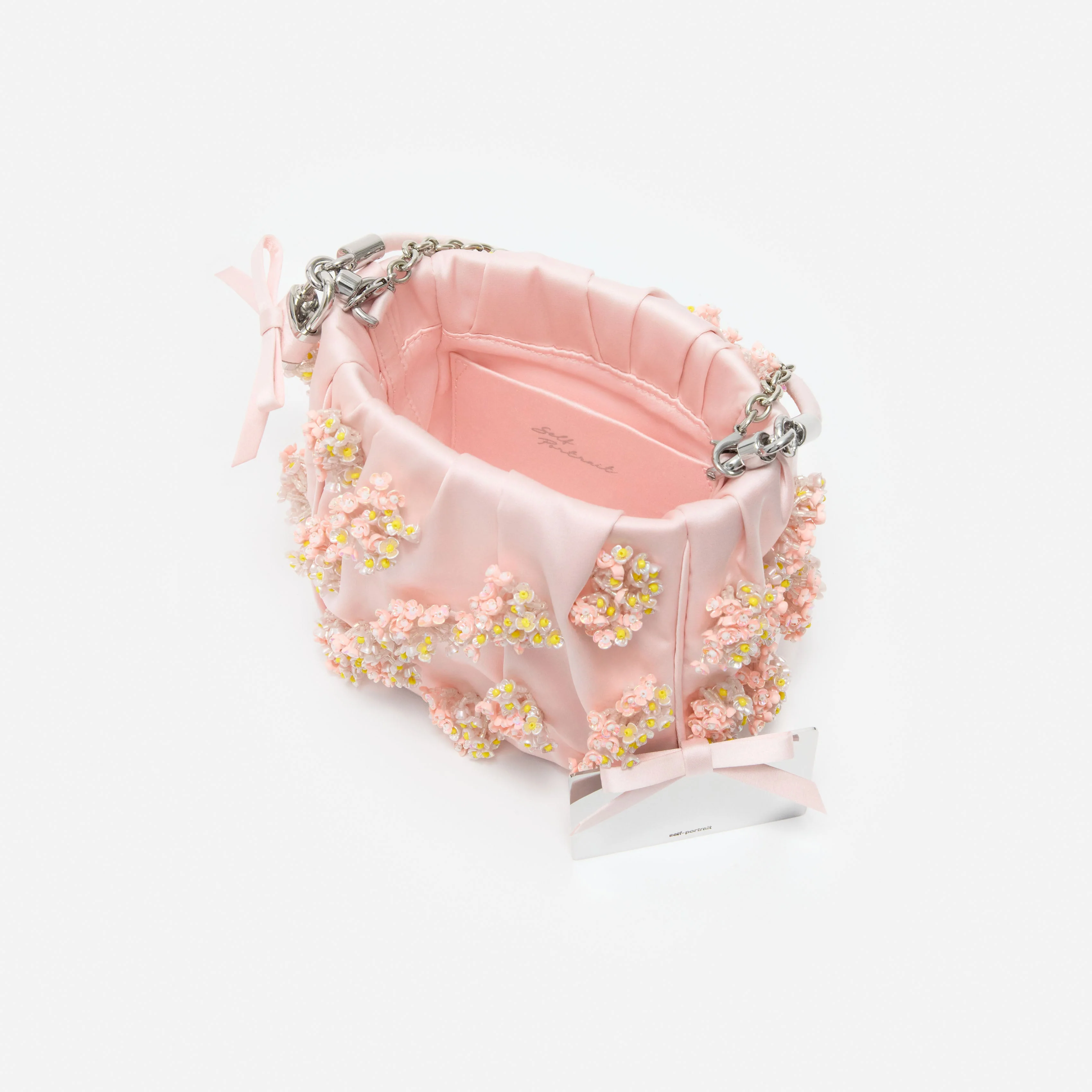 Pink Satin Floral Beaded Tote Bag - Image 5