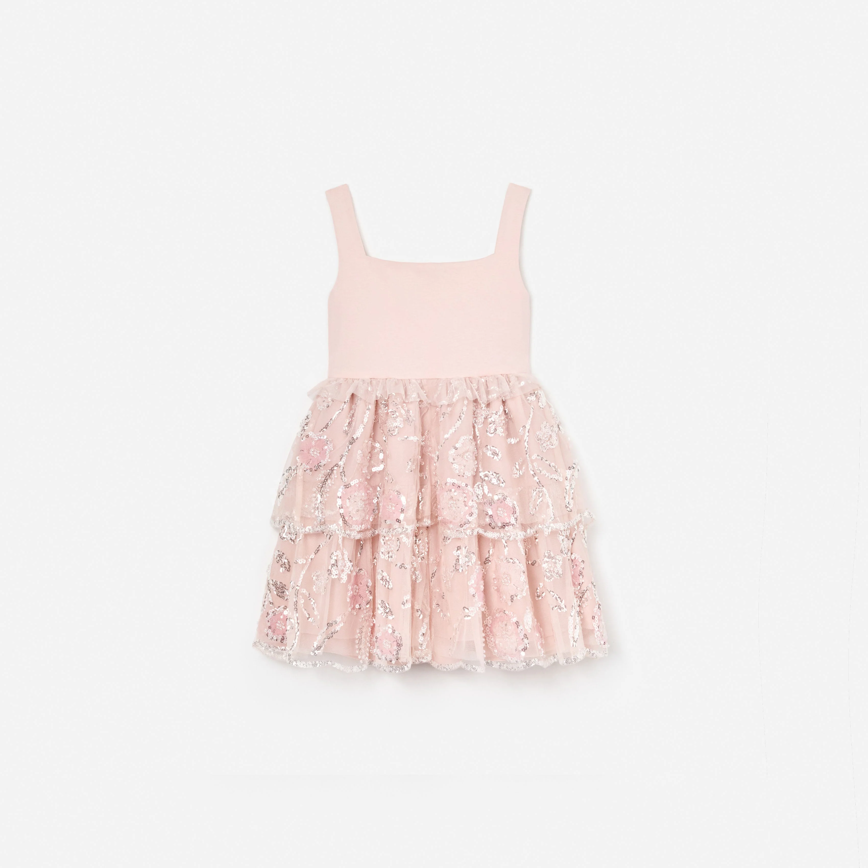 Pink Sequin Embellished Tiered Dress - Image 2