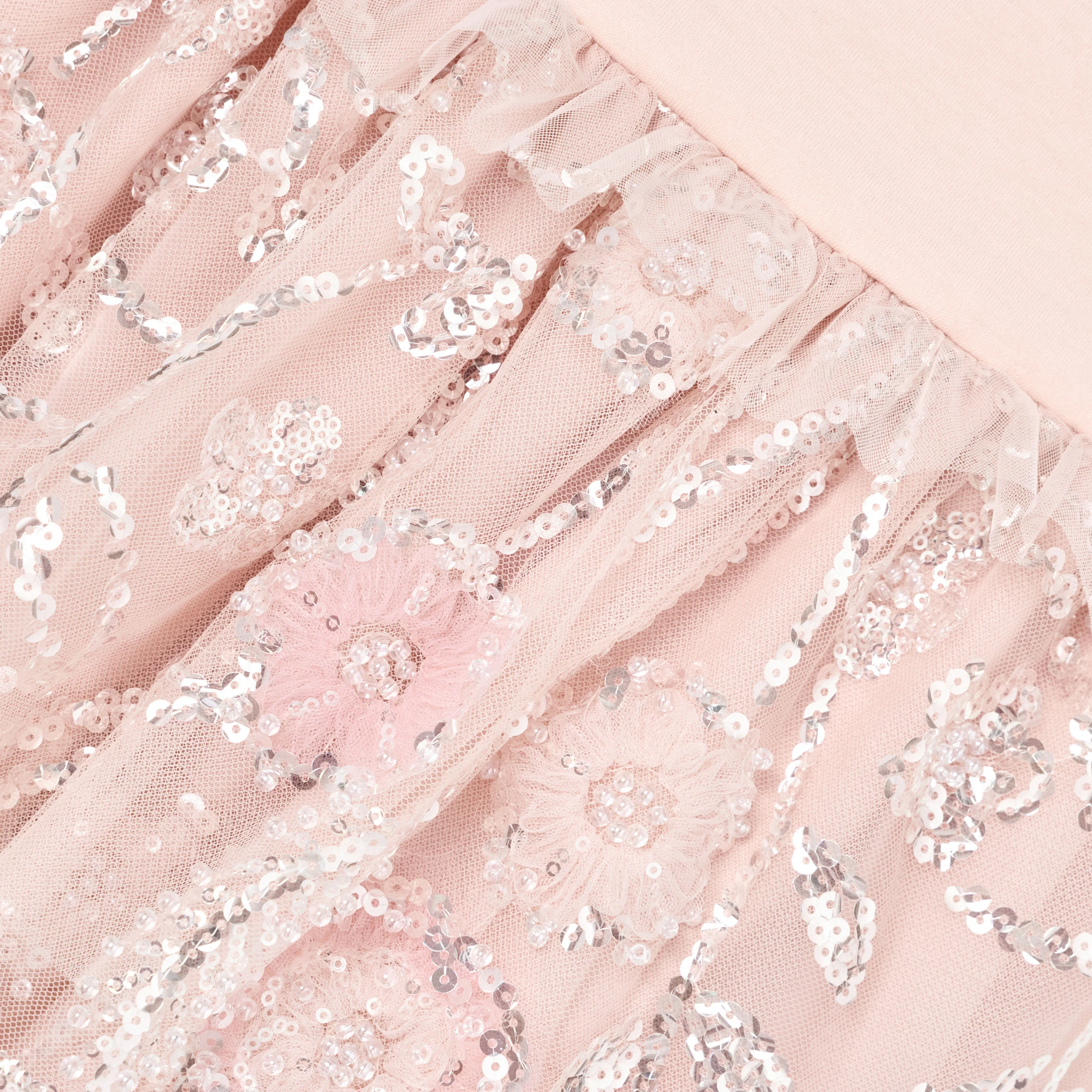 Pink Sequin Embellished Tiered Dress - Image 3