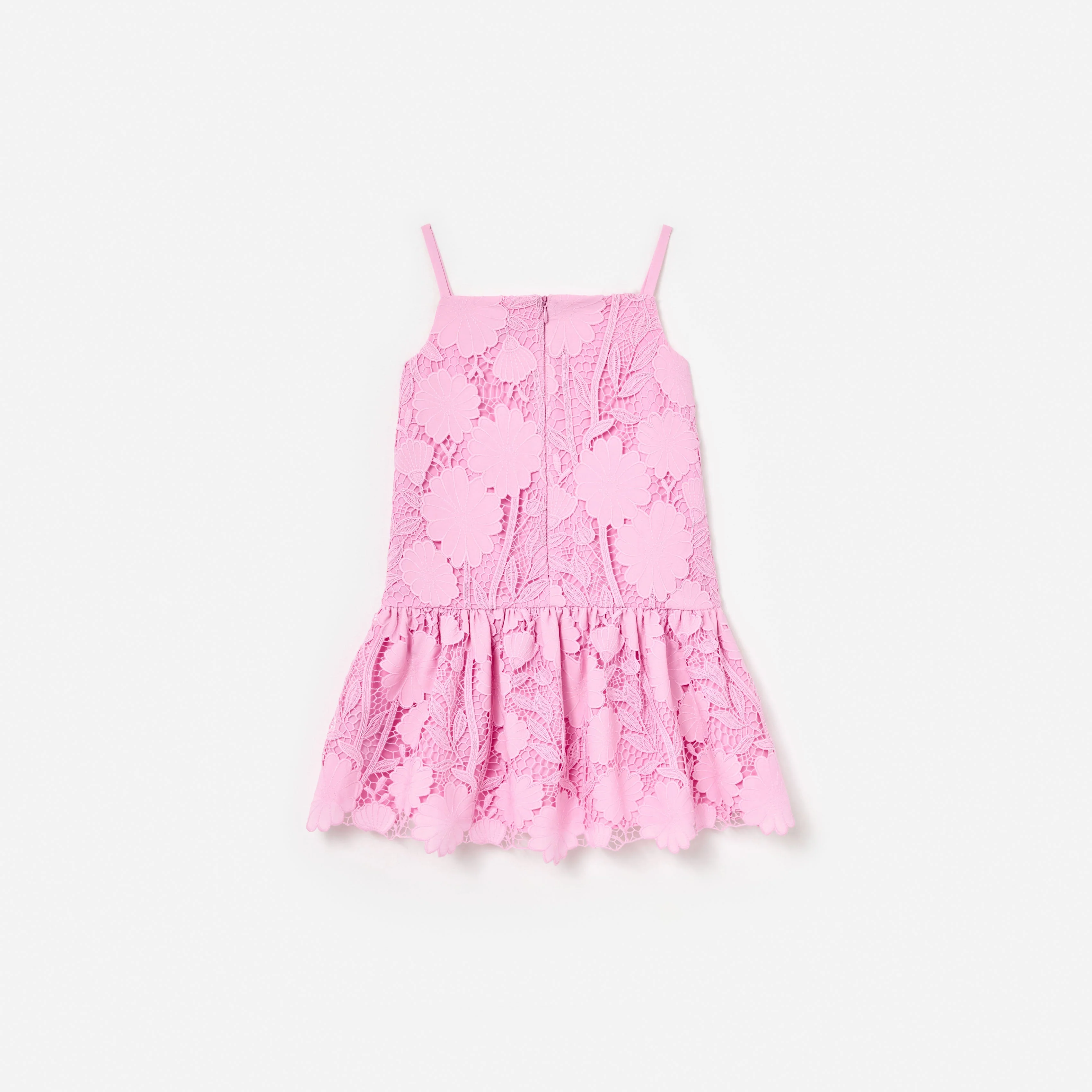 Pink Sleeveless Flower Lace Dress - Image 2
