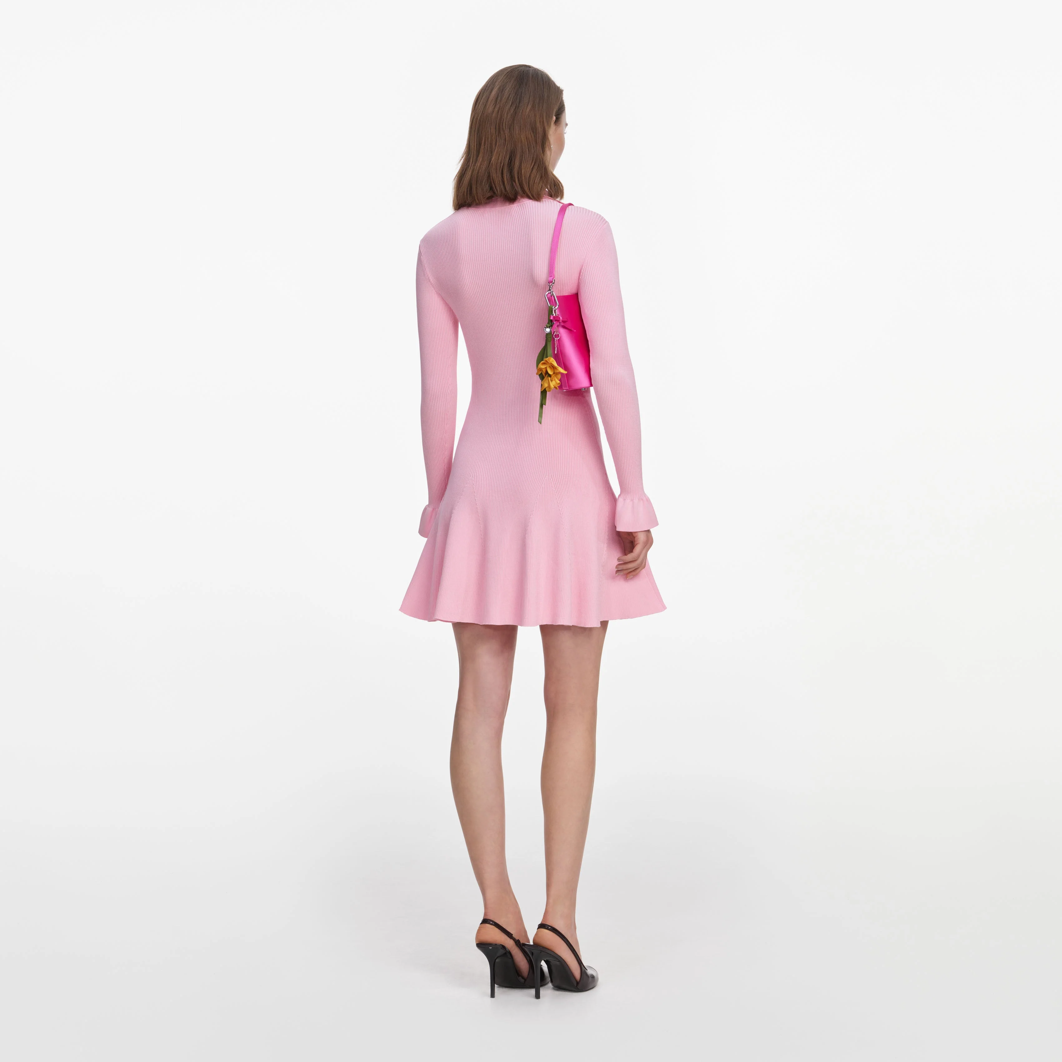 Pink Viscose Knit Tie Mini Dress - Image 3