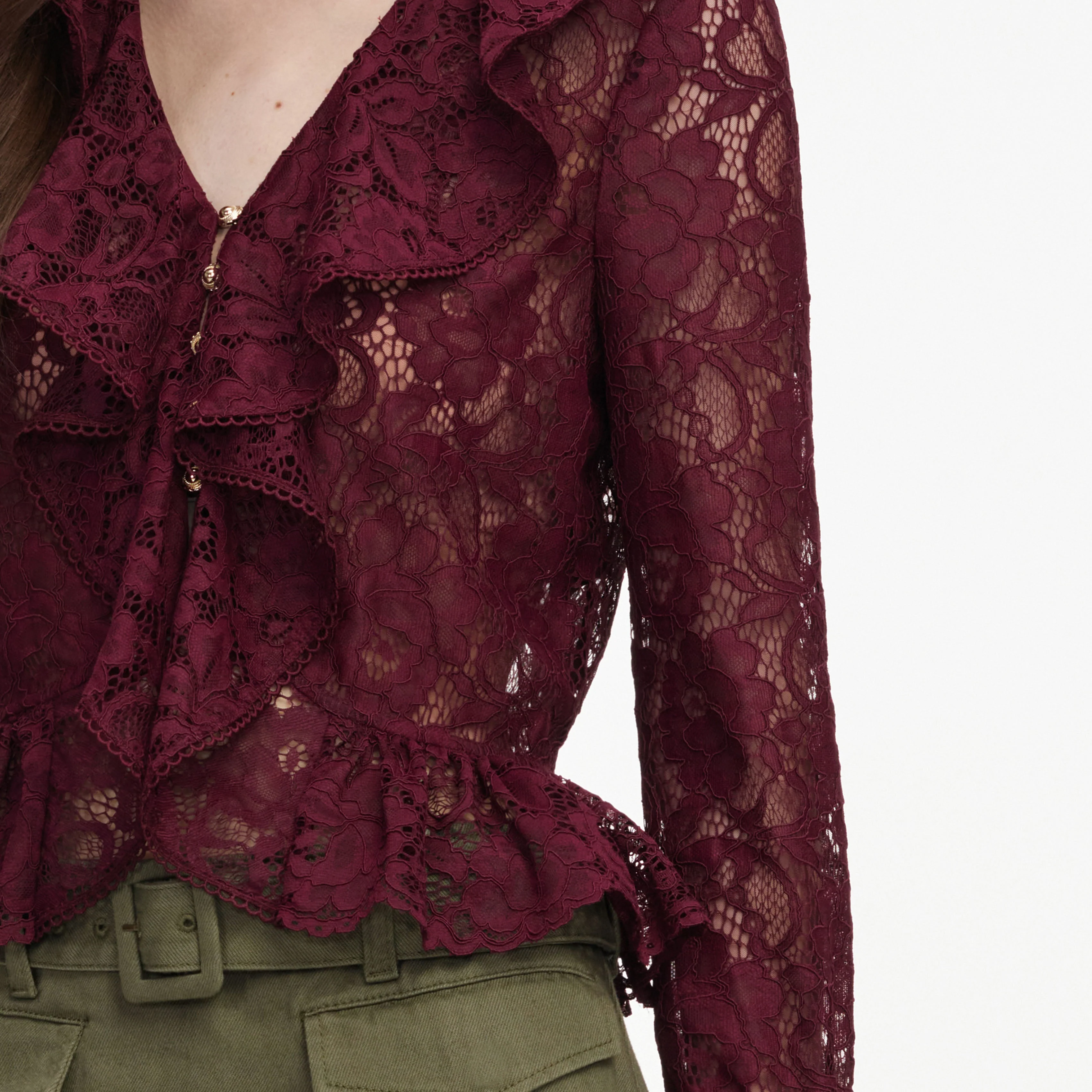 Plum Lace Ruffle Top - Image 5