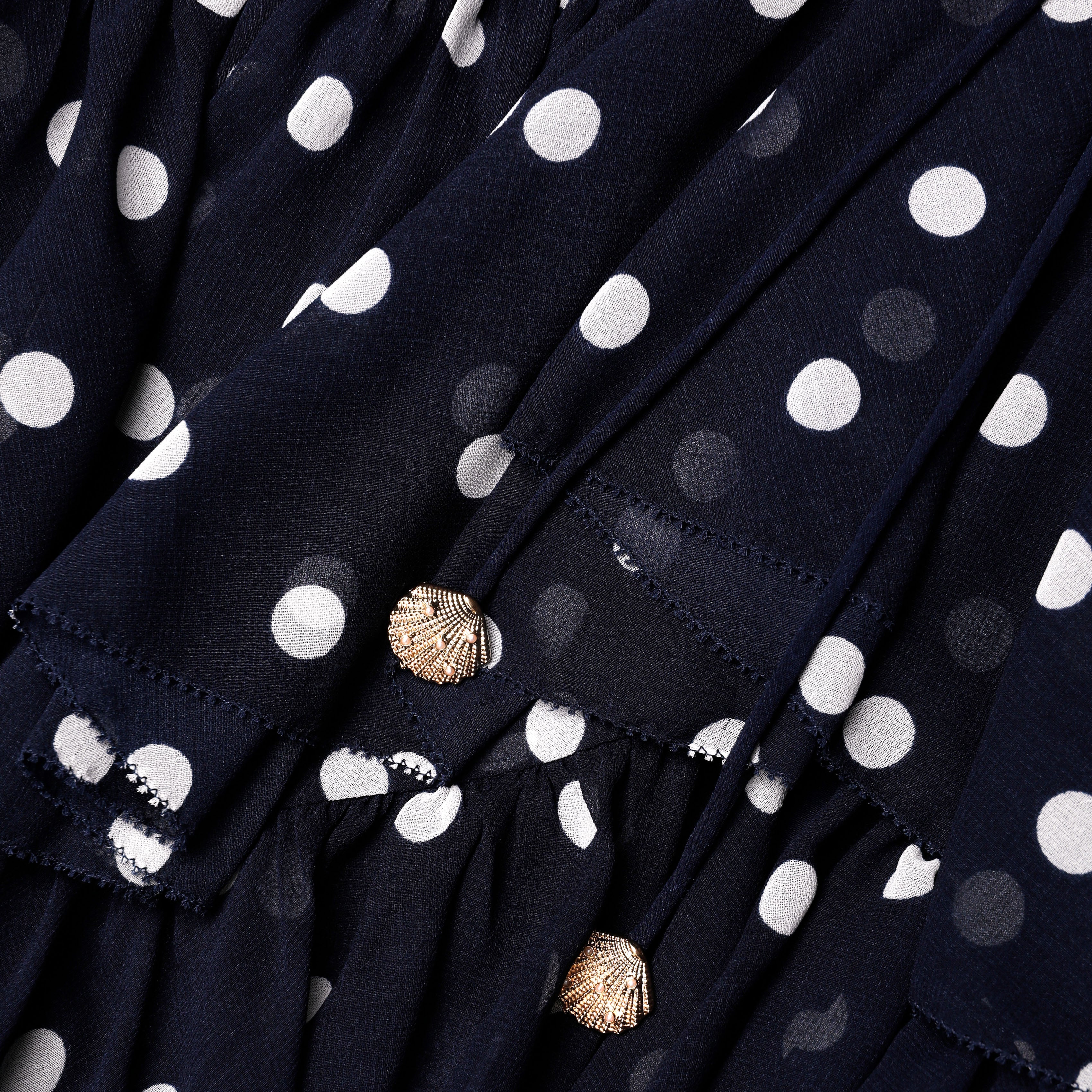 Polka Dot Georgette Ruffle Maxi Dress - Image 6