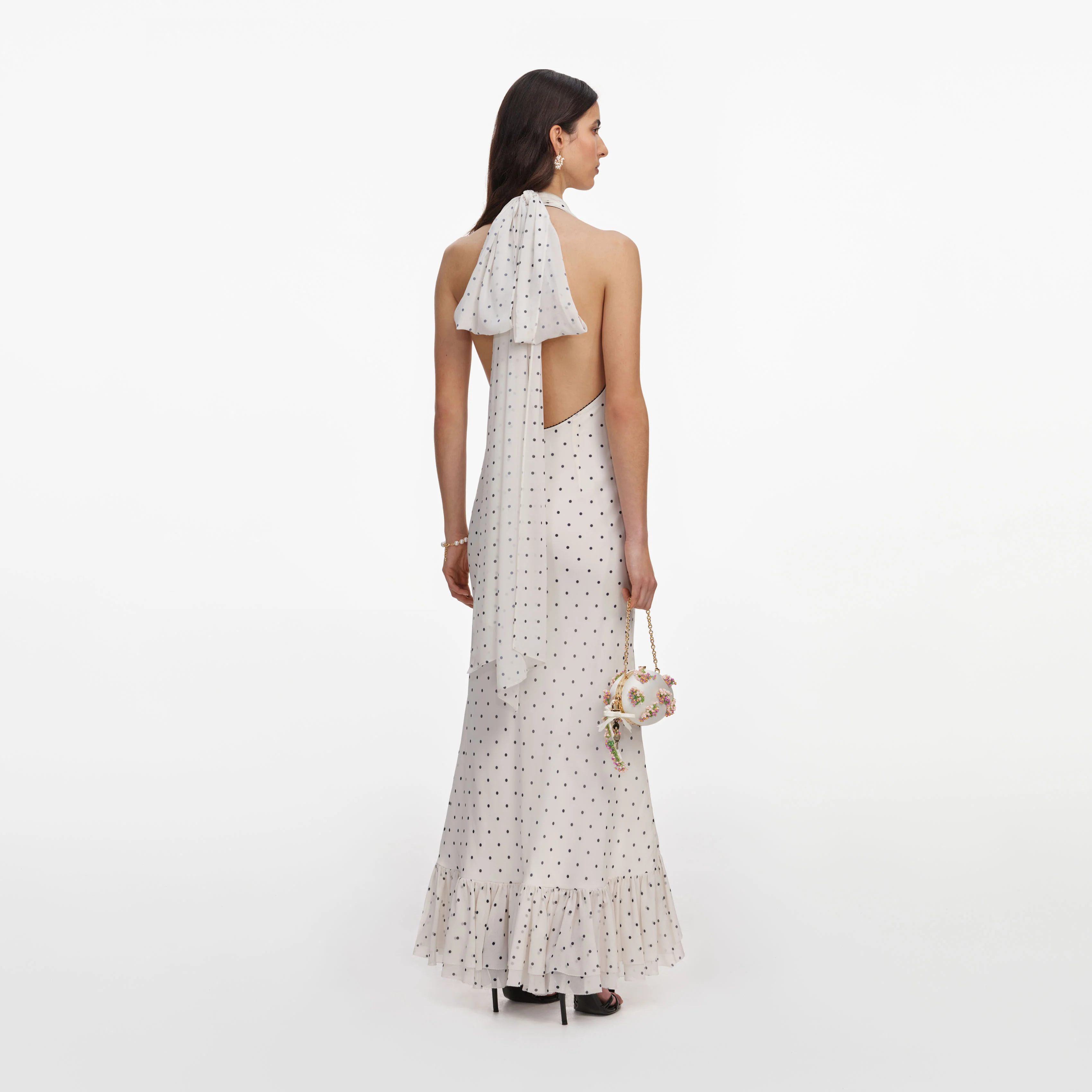 Polka Dot Halter Neck Midi Dress - Image 3