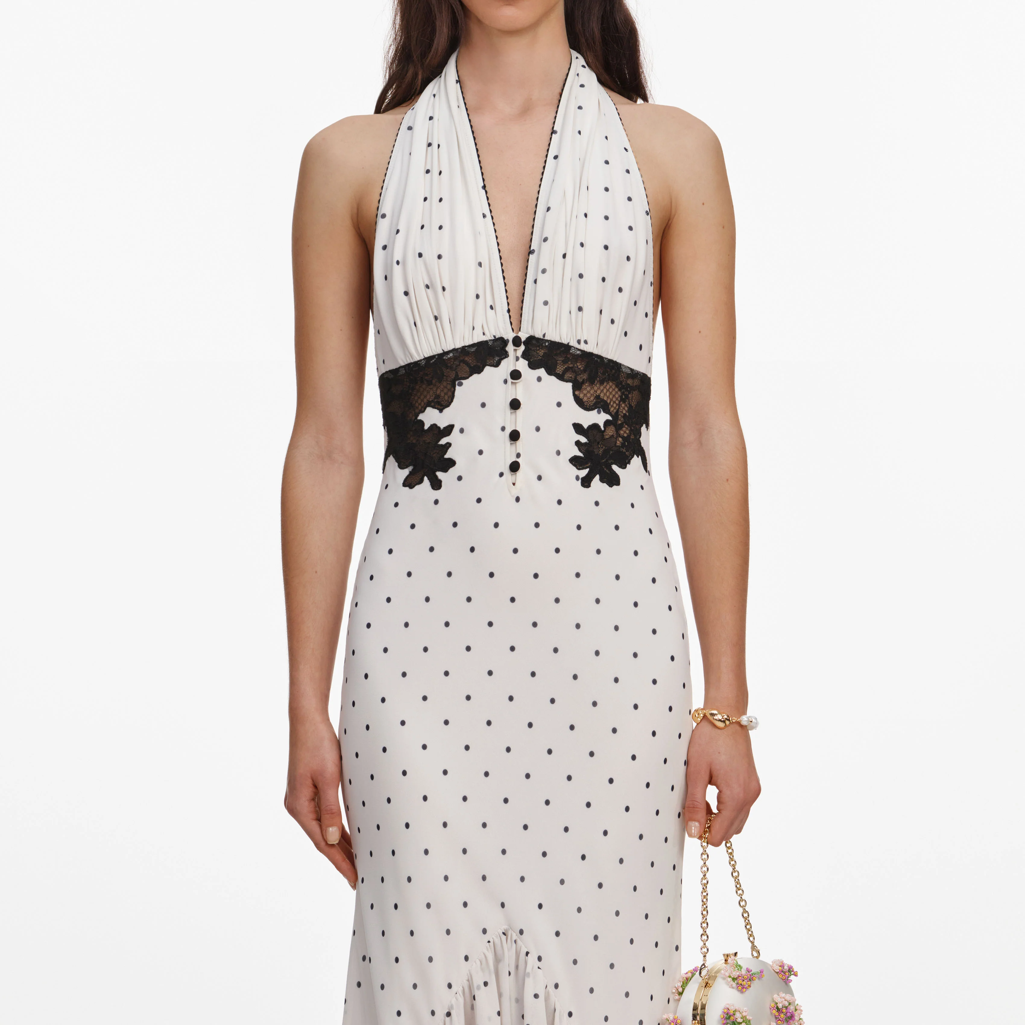 Polka Dot Halter Neck Midi Dress - Image 4