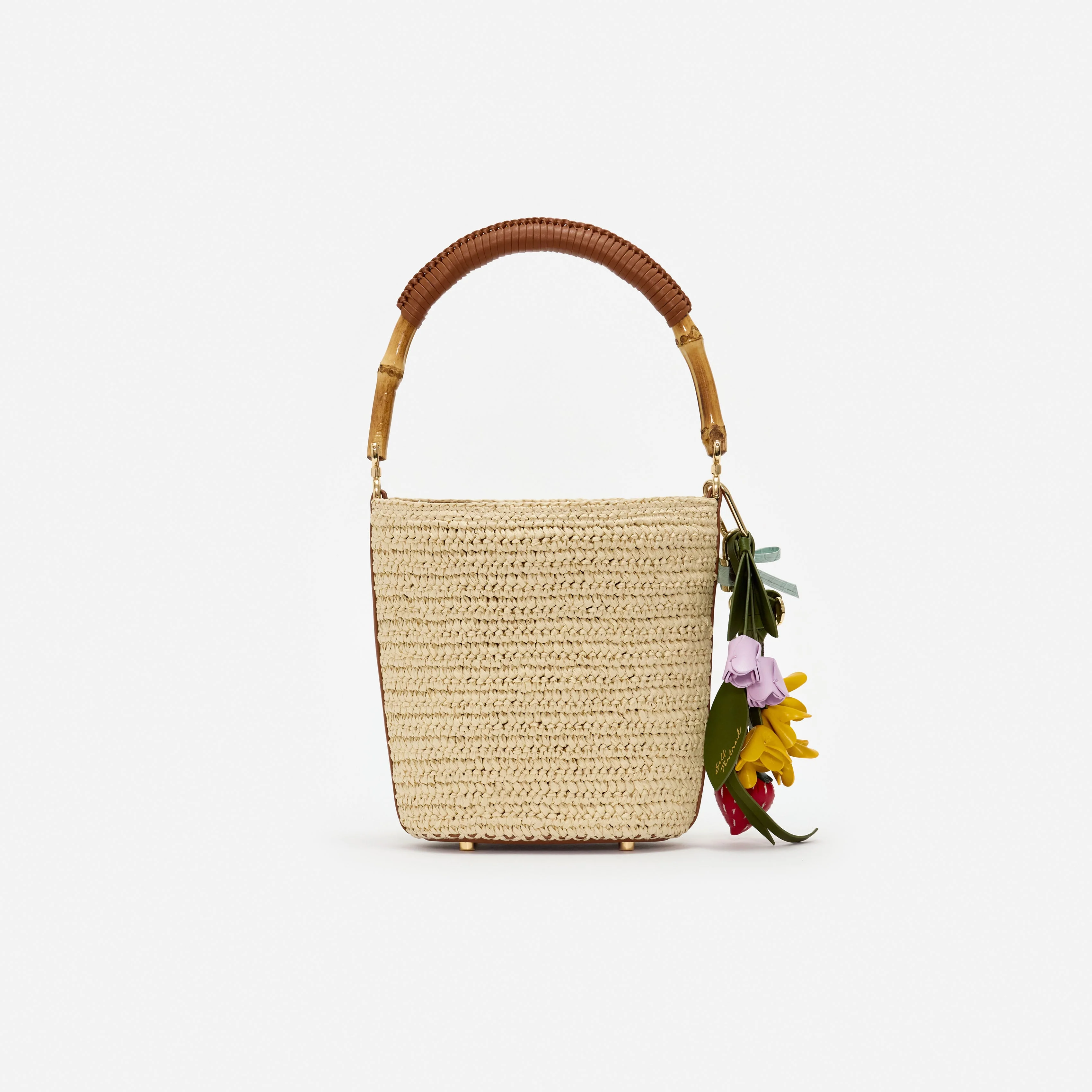 Raffia Charm Bucket Bag - Image 3